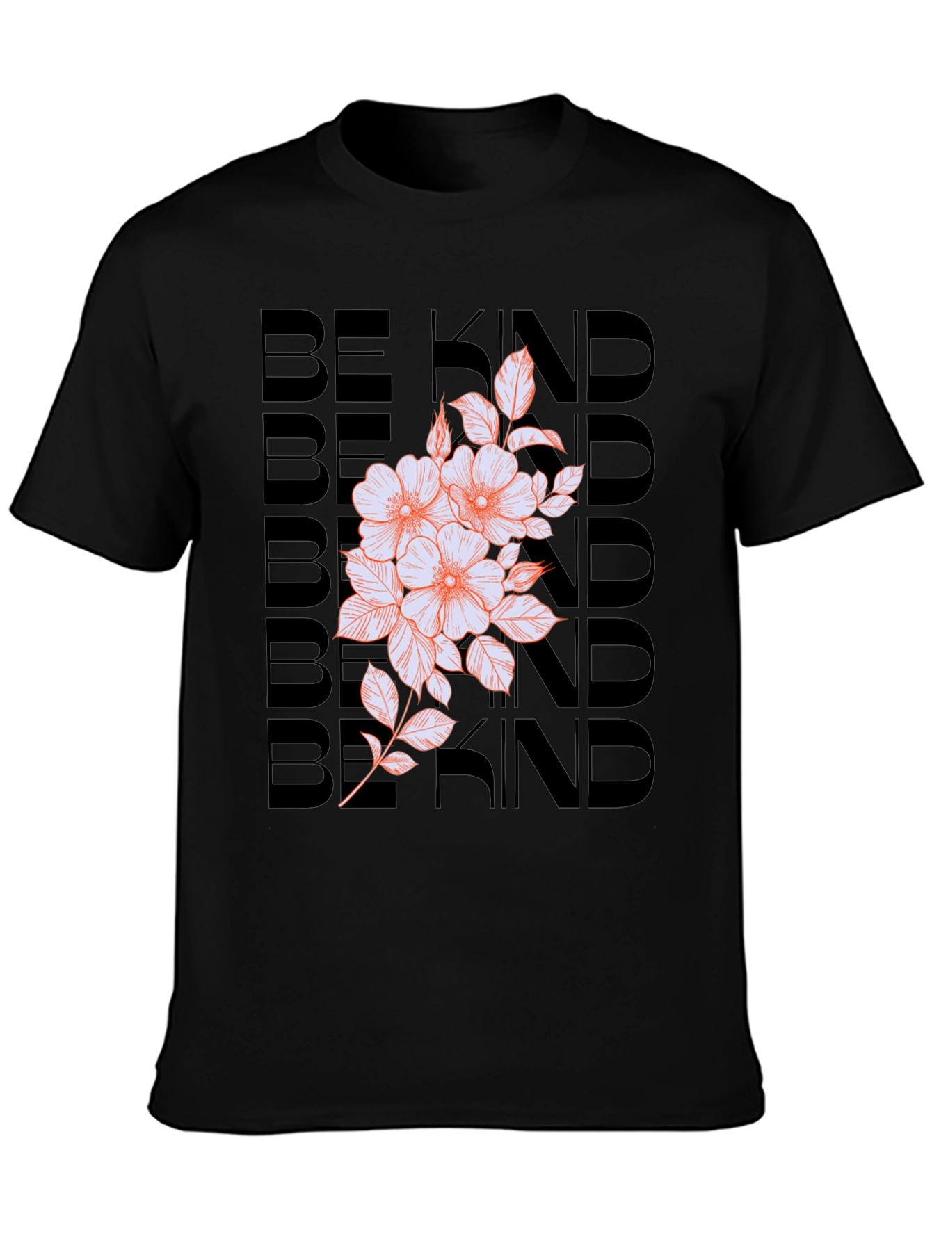 Be Kind Floral Graphic Tee - Black