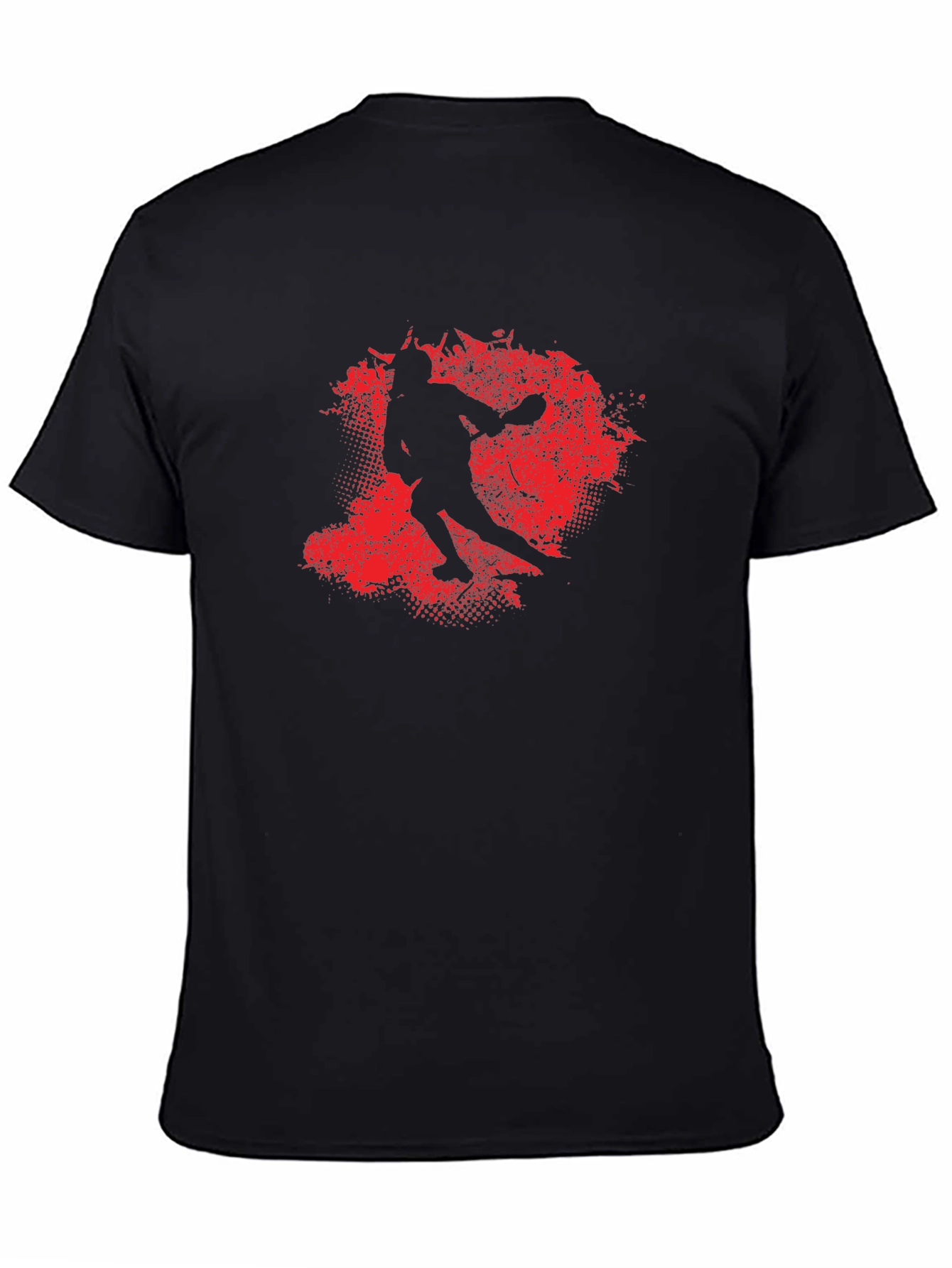 Red Splash Silhouette Graphic Black T-Shirt