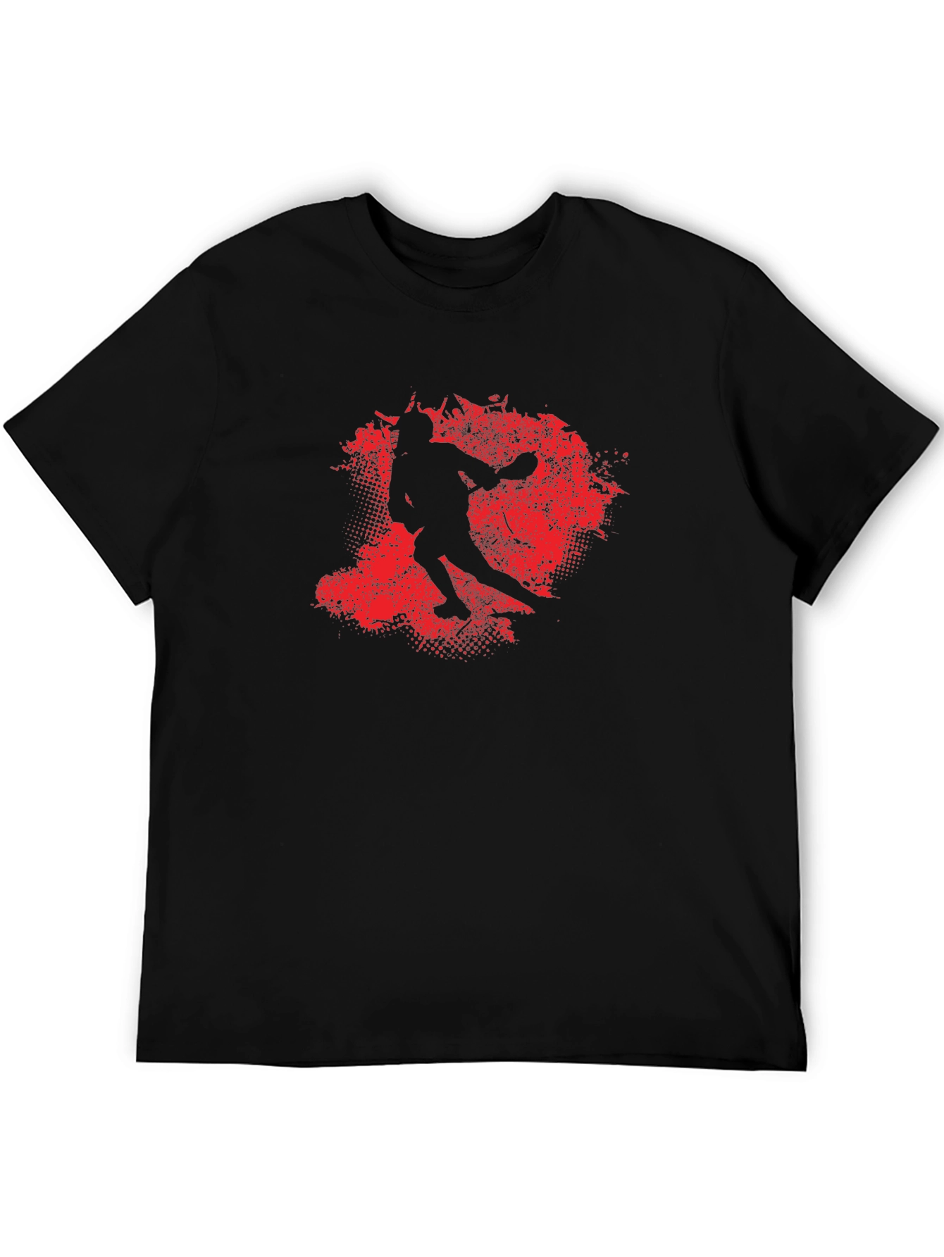 Red Splash Silhouette Graphic Black T-Shirt