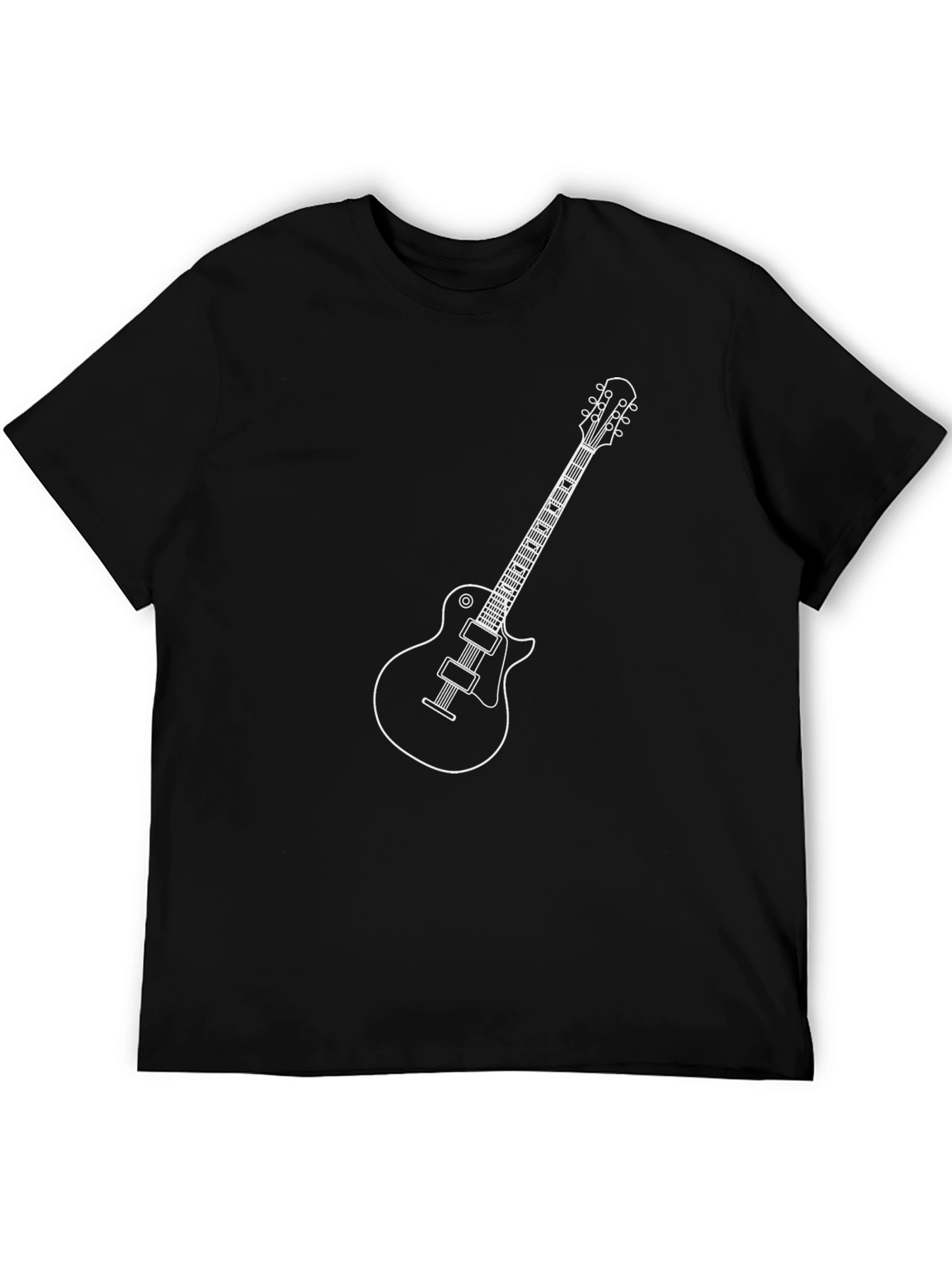 Electric Guitar Graphic Tee - Black Cotton T-Shirt