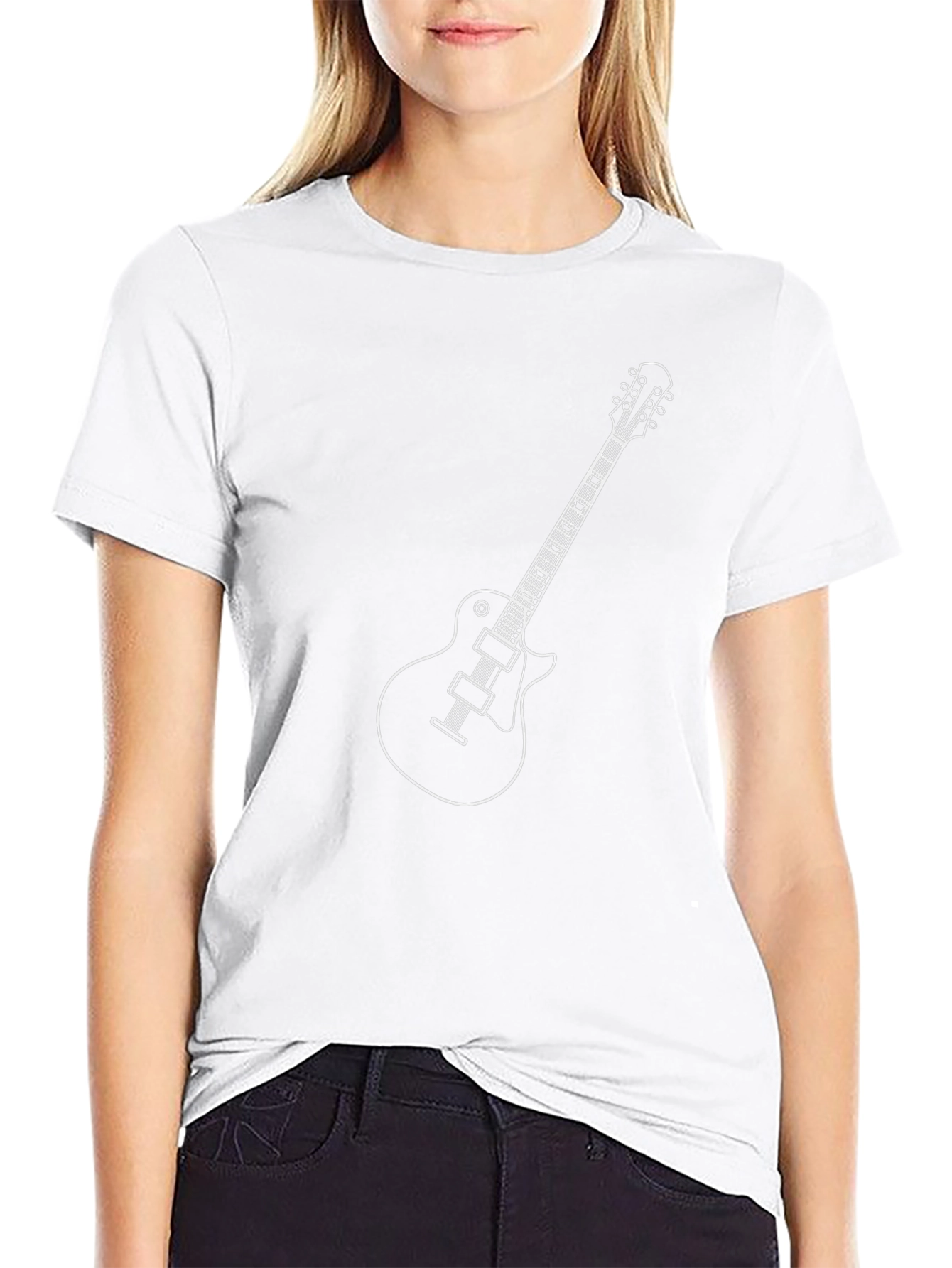 Electric Guitar Graphic Tee - Black Cotton T-Shirt