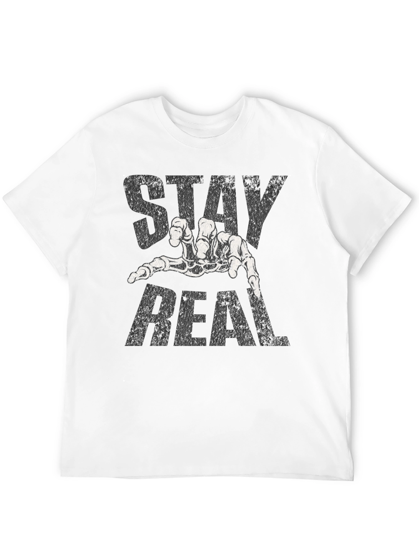 Stay Real Skeleton Hand Black T-Shirt
