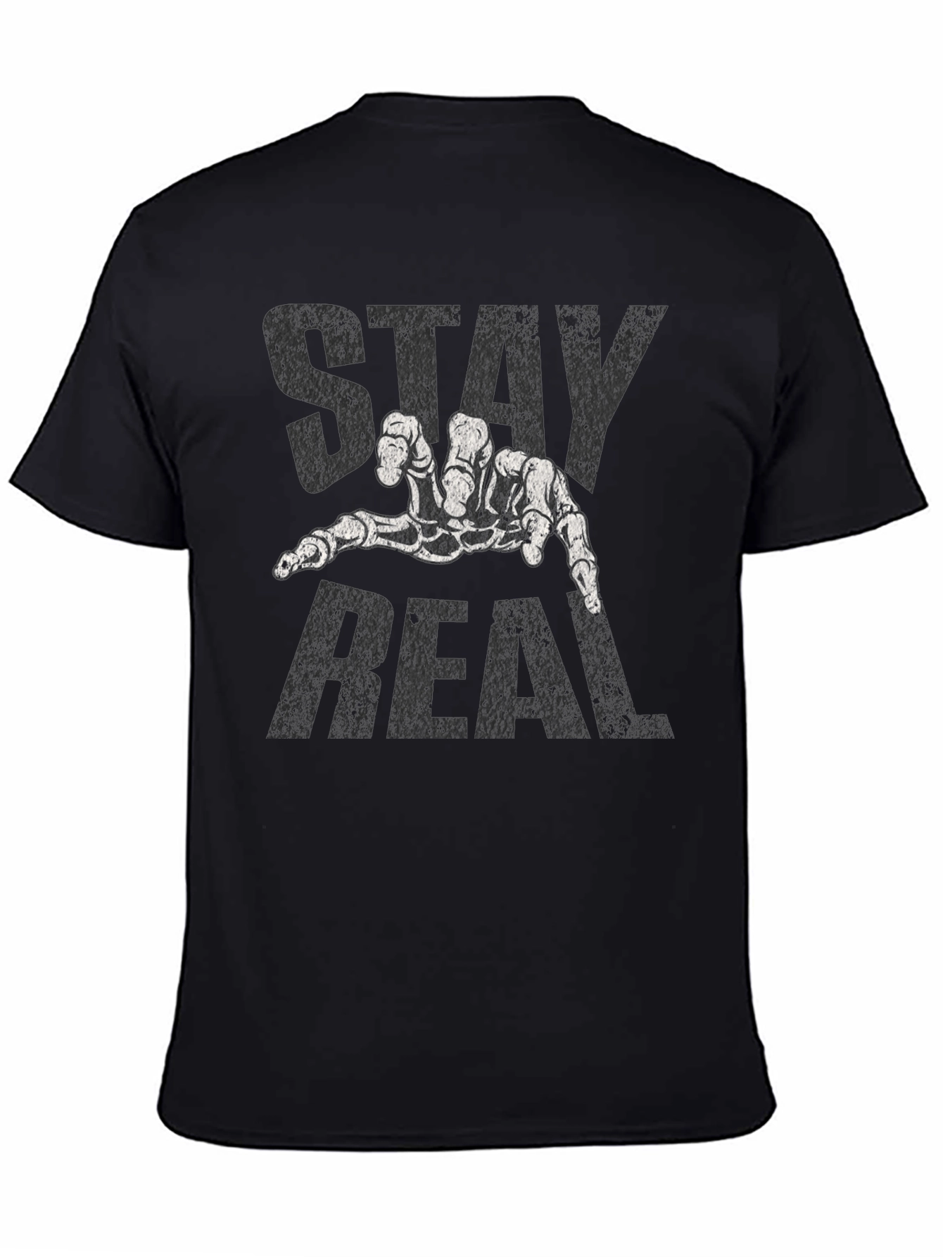 Stay Real Skeleton Hand Black T-Shirt