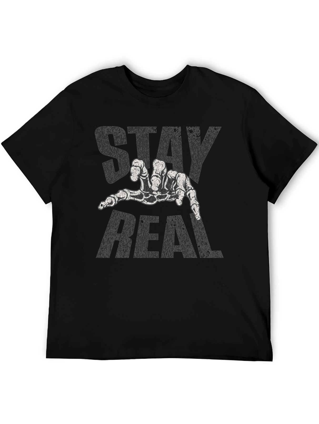 Stay Real Skeleton Hand Black T-Shirt