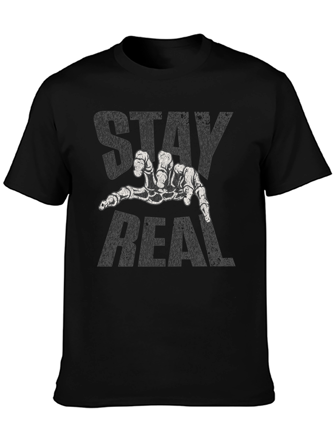 Stay Real Skeleton Hand Black T-Shirt