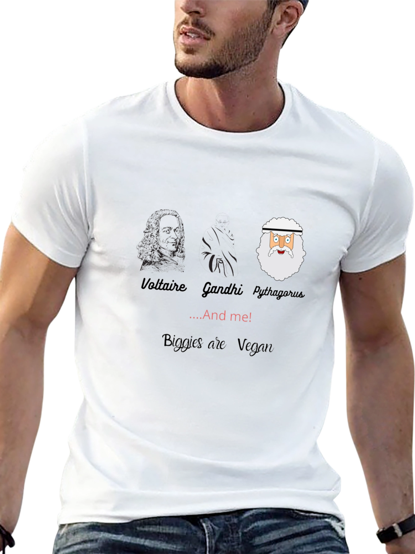 Voltaire Gandhi Pythagoras & Me Vegan T-Shirt