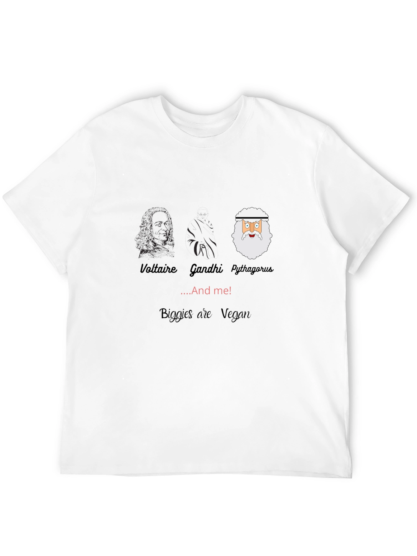 Voltaire Gandhi Pythagoras & Me Vegan T-Shirt