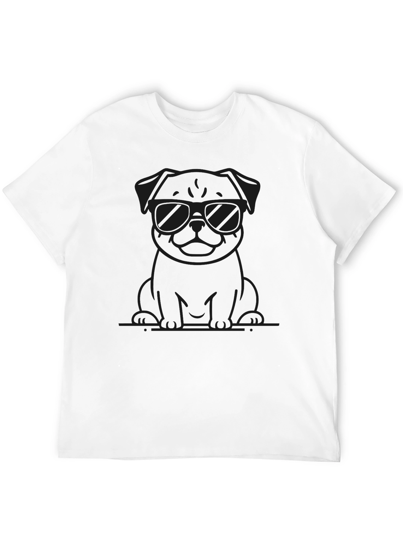 Cool Pug in Shades Black T-Shirt