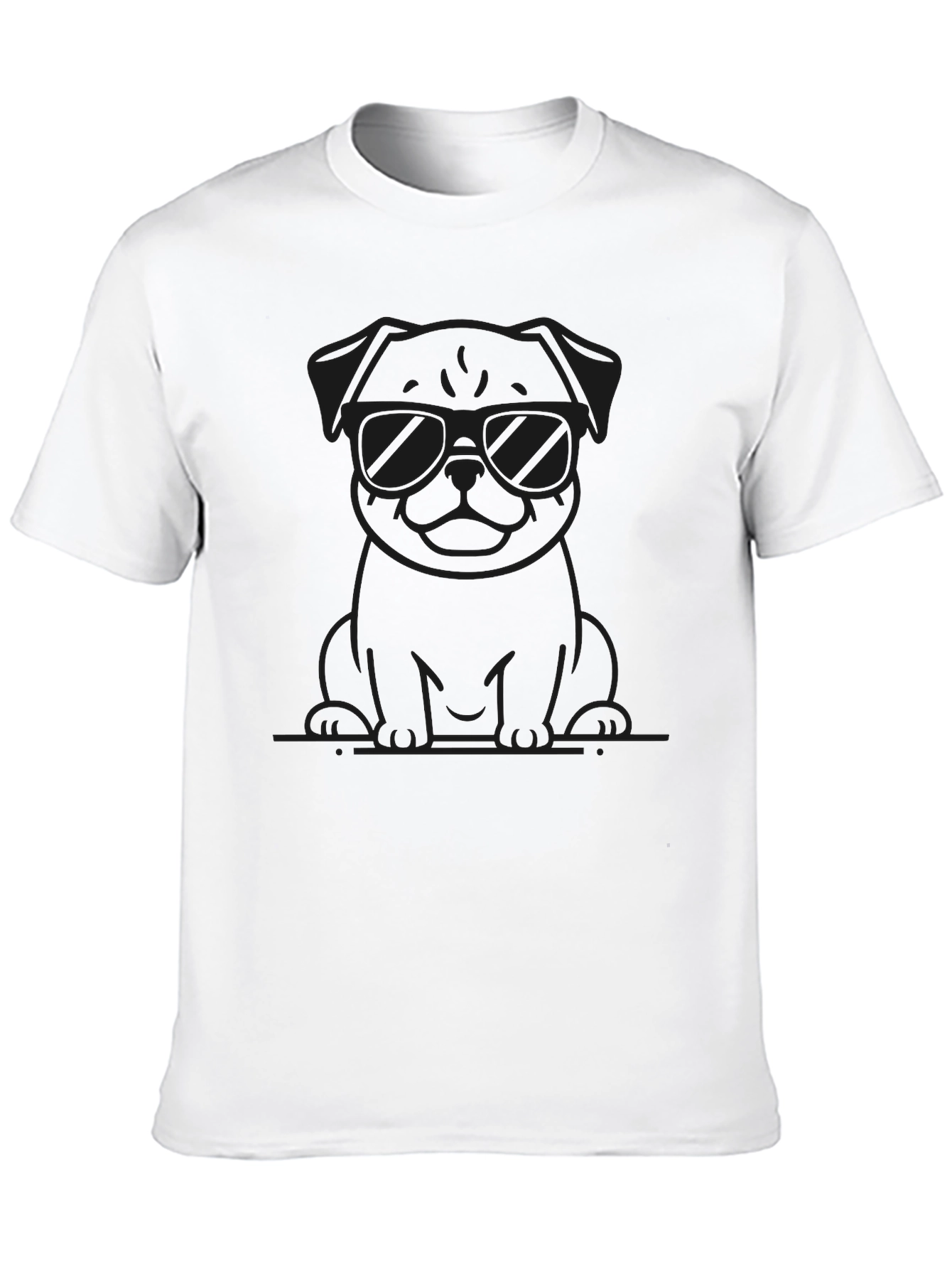 Cool Pug in Shades Black T-Shirt