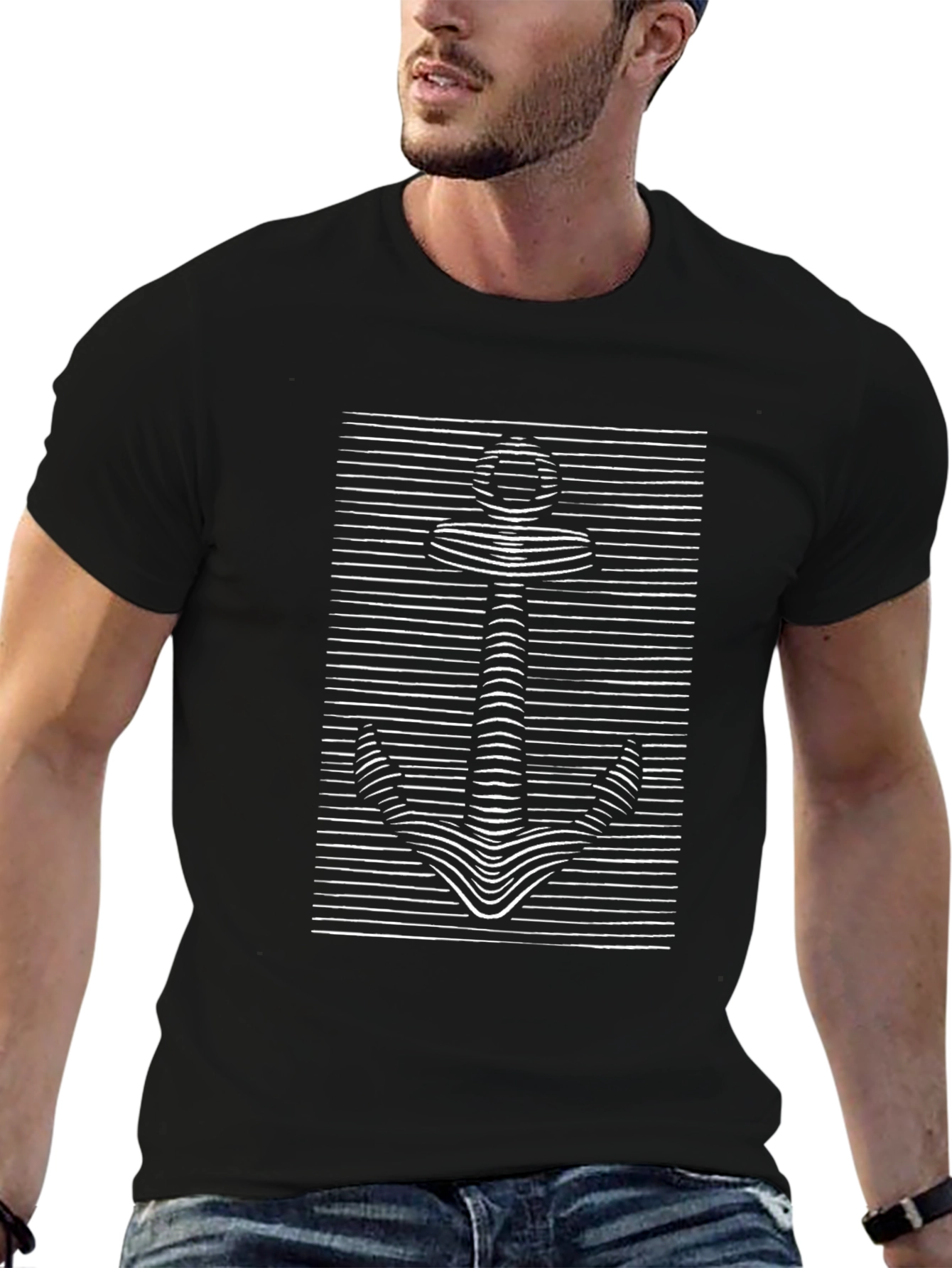 Optical Illusion Anchor Graphic T-Shirt