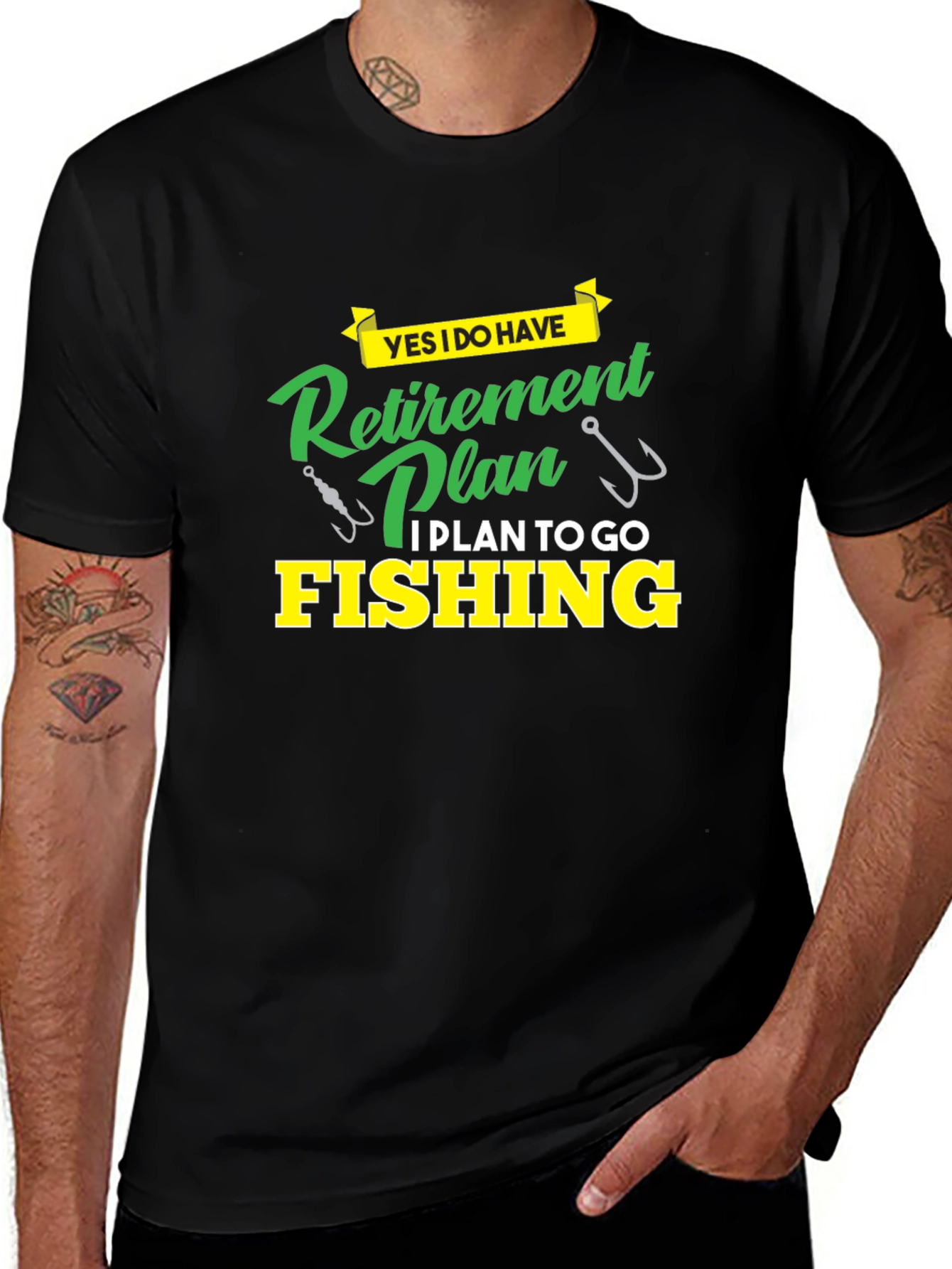 Retirement Plan Fishing T-Shirt - Black