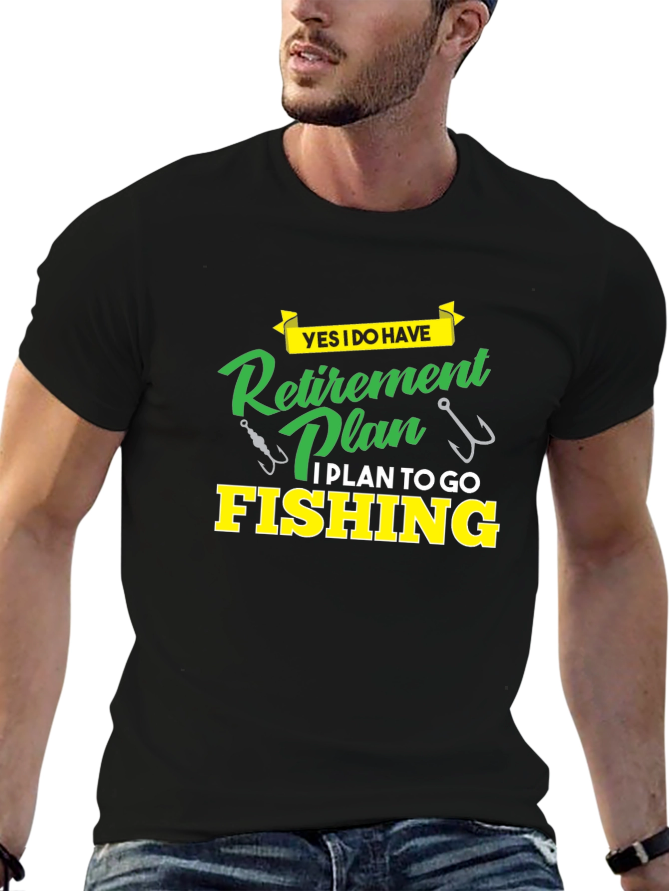 Retirement Plan Fishing T-Shirt - Black