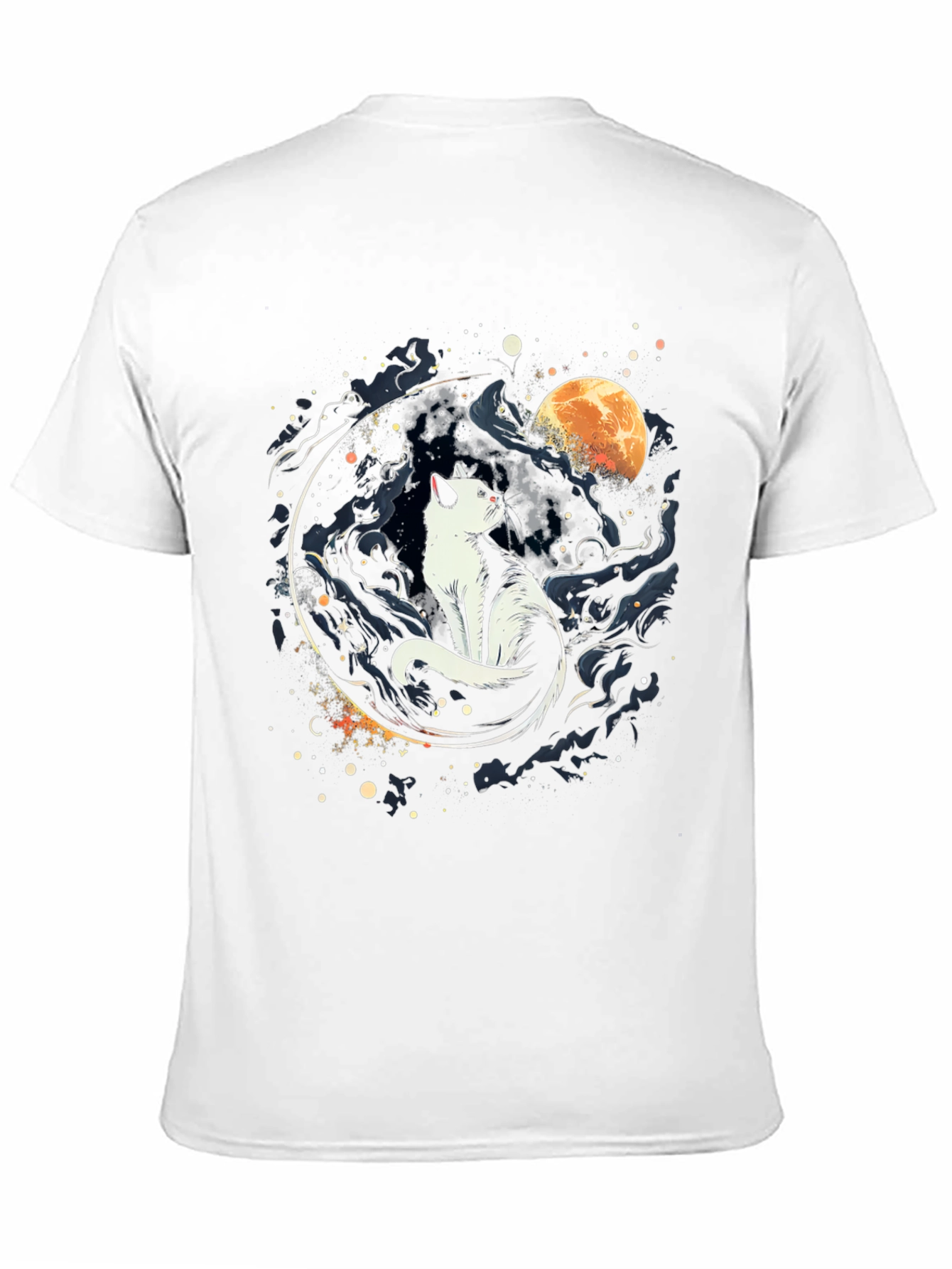 Cat Moon Graphic Black T-Shirt