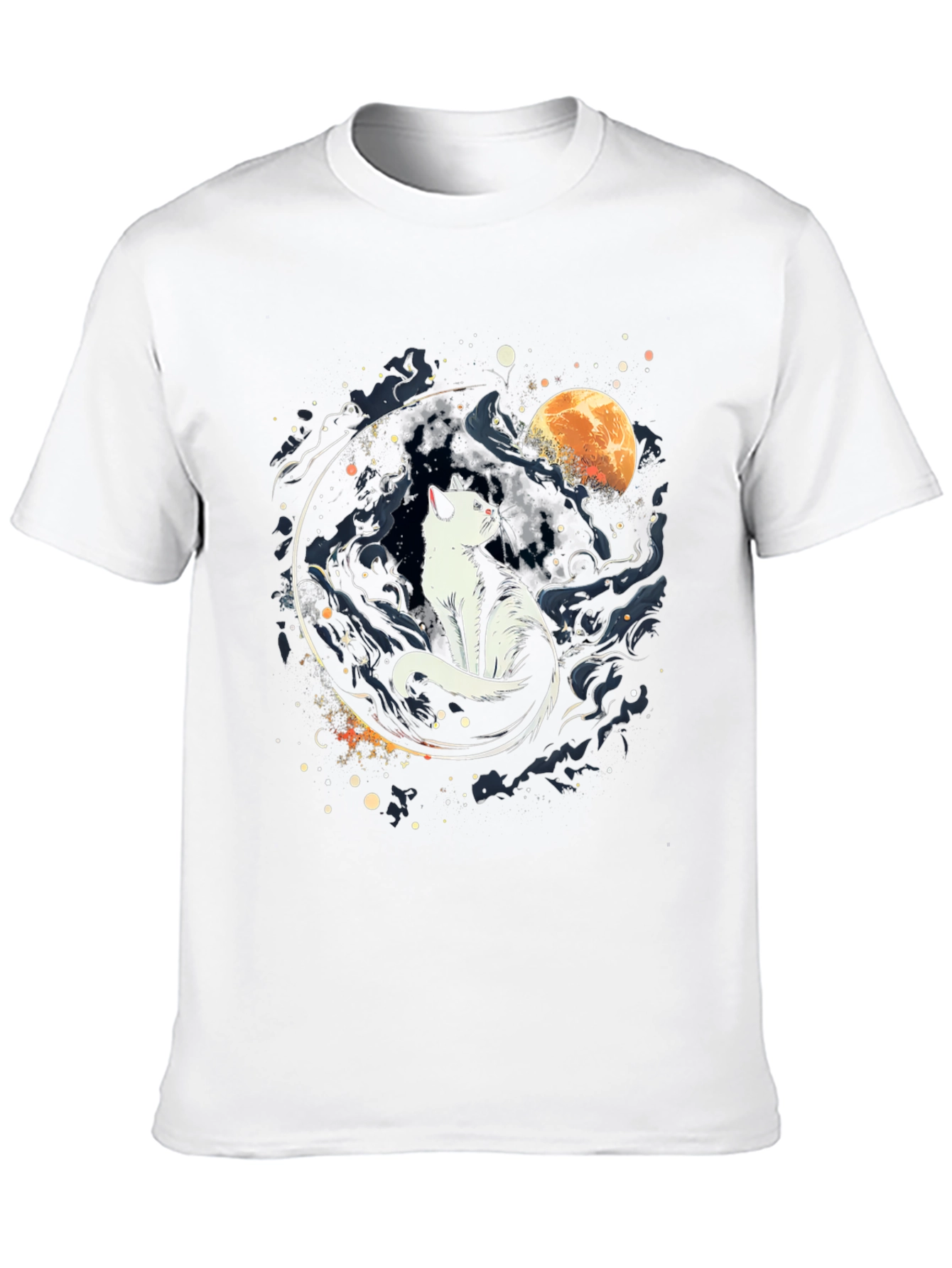Cat Moon Graphic Black T-Shirt