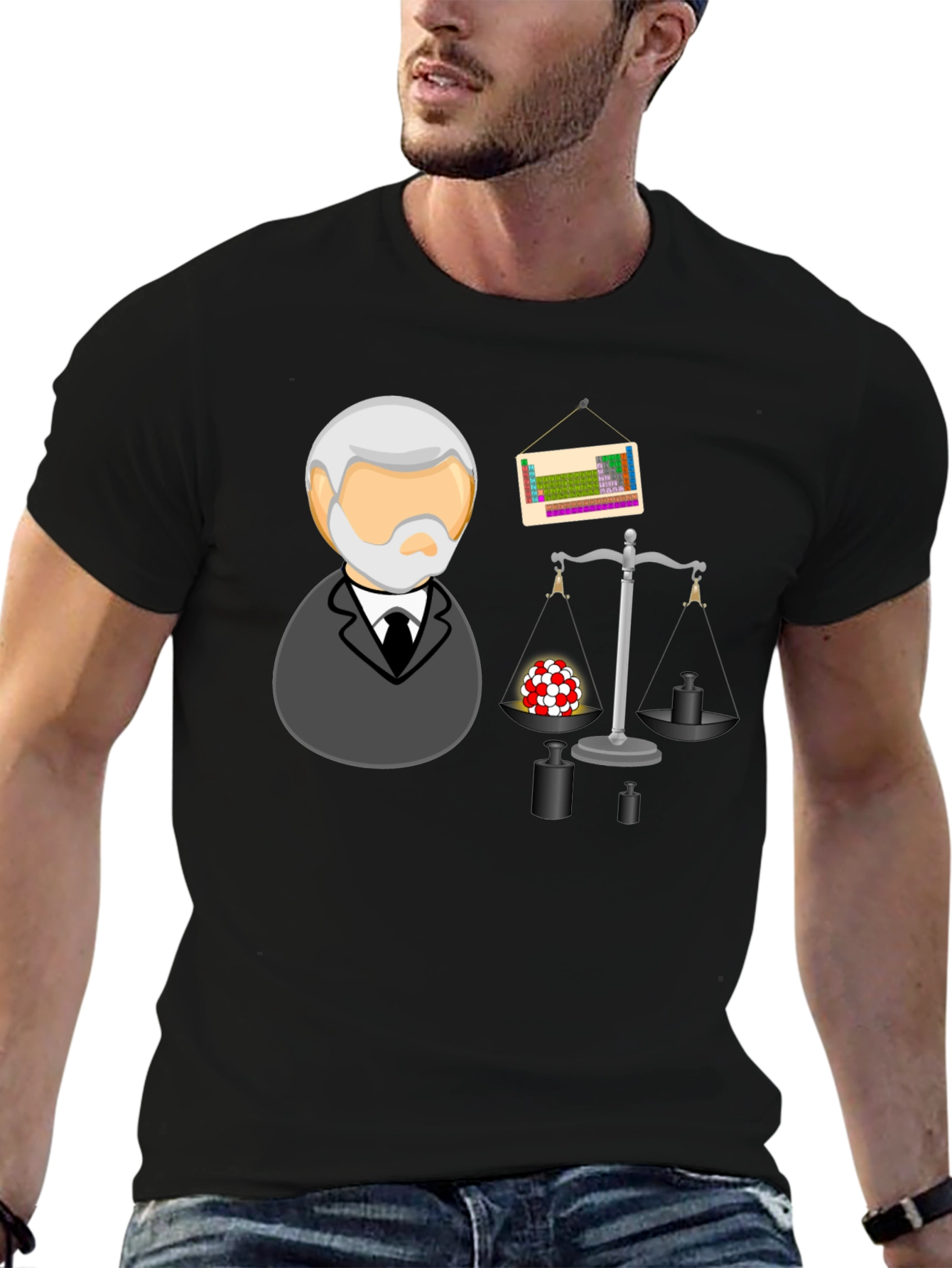 Science T-Shirt with Professor and Chemistry Elements