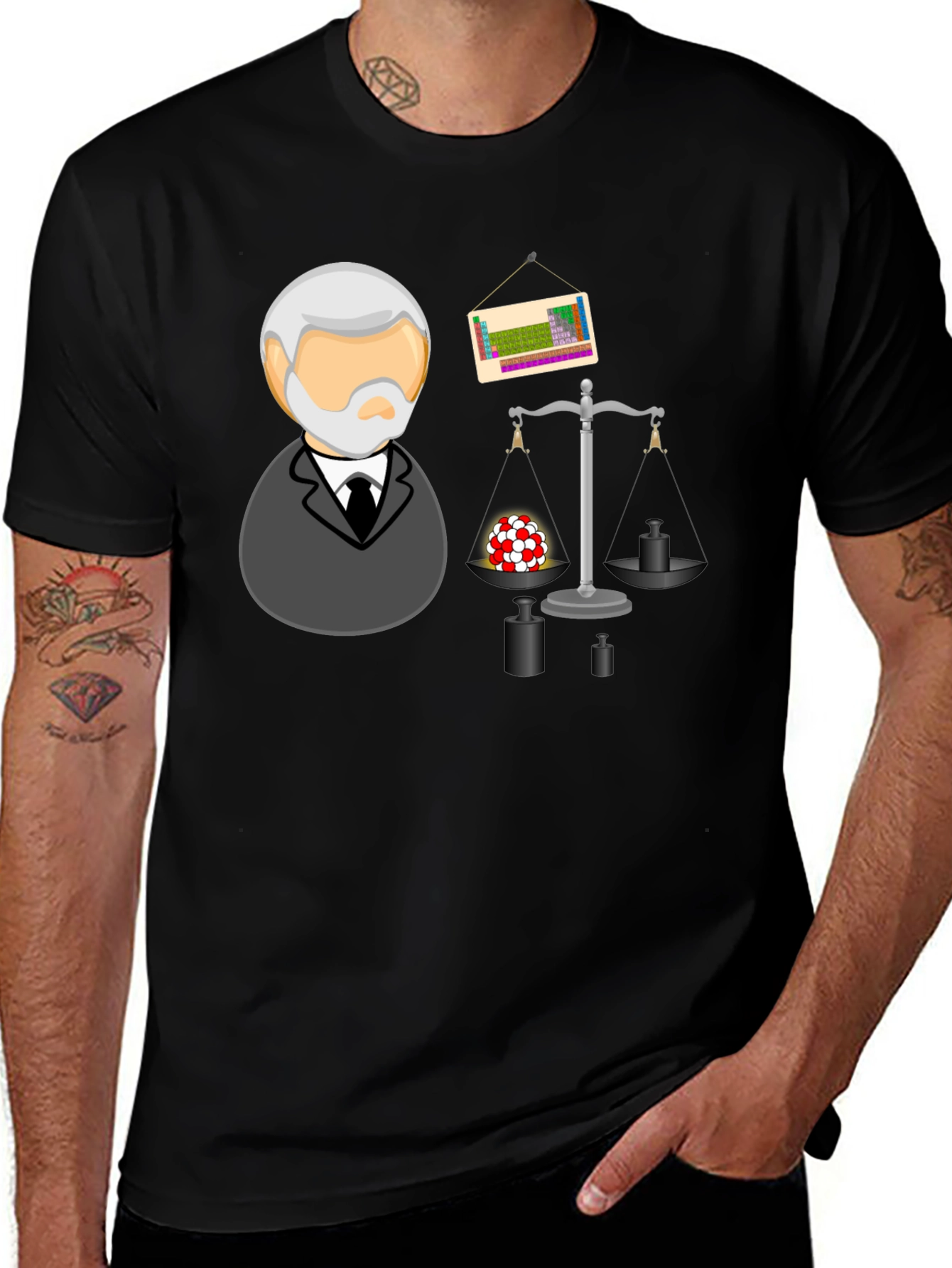Science T-Shirt with Professor and Chemistry Elements