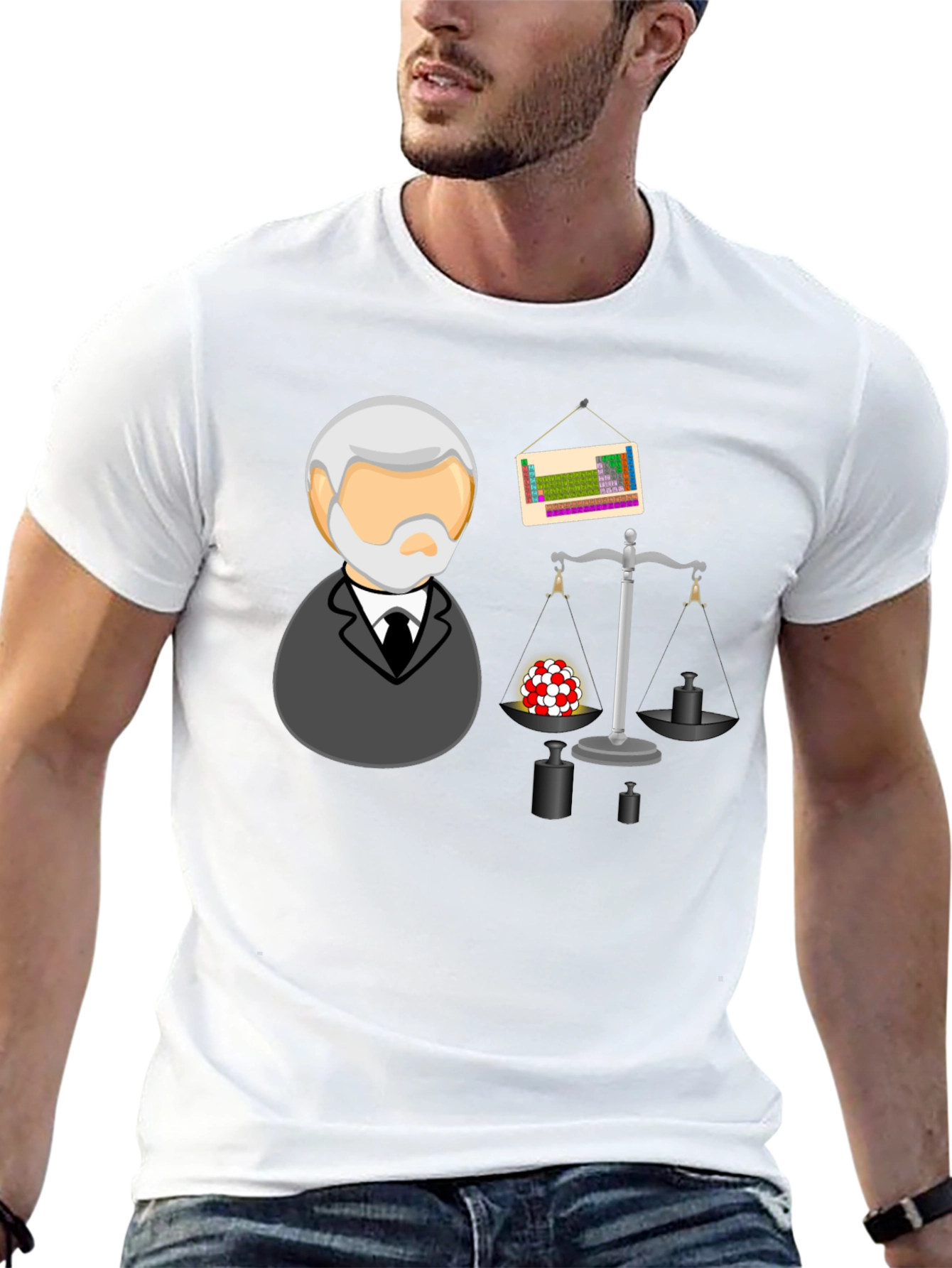 Science T-Shirt with Professor and Chemistry Elements