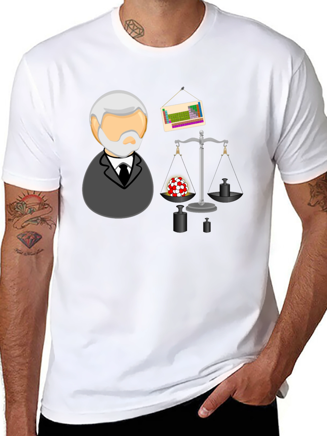 Science T-Shirt with Professor and Chemistry Elements
