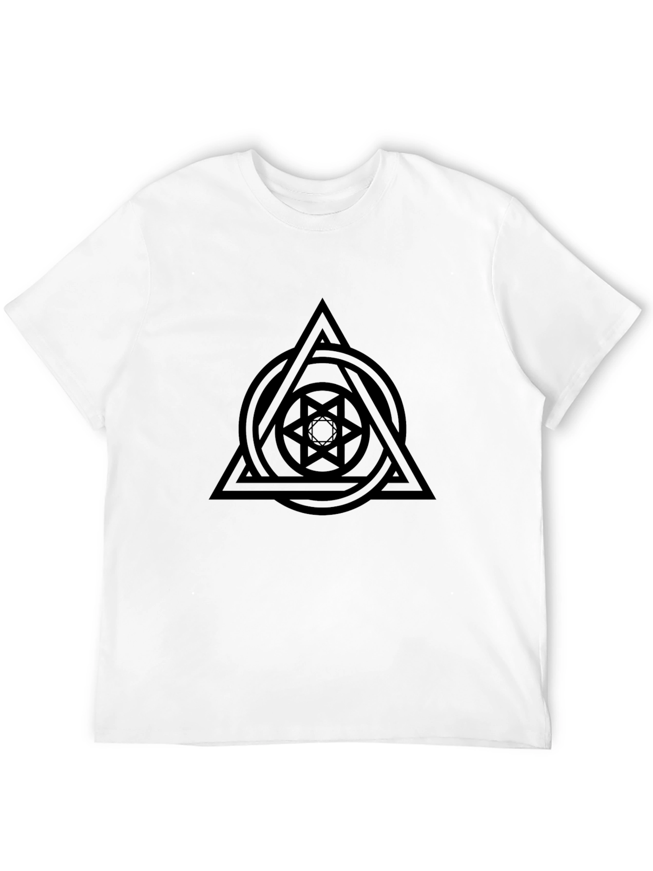 Geometric Circle Triangle Graphic Black T-Shirt