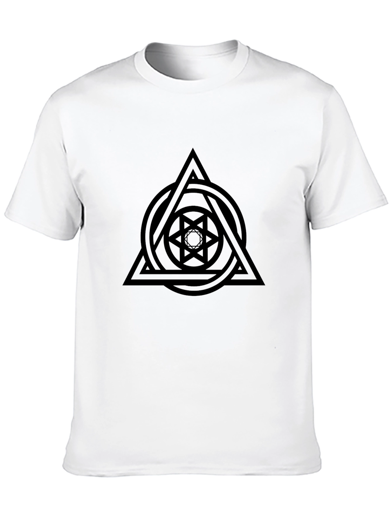 Geometric Circle Triangle Graphic Black T-Shirt