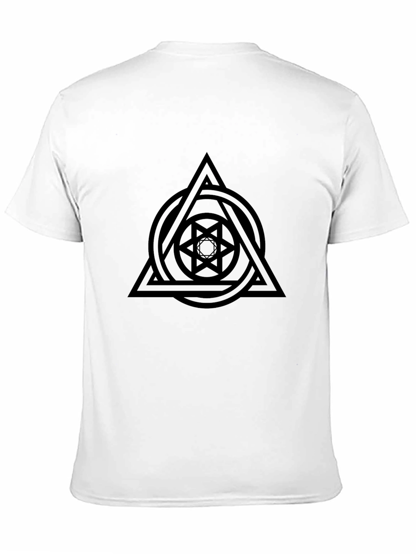 Geometric Circle Triangle Graphic Black T-Shirt