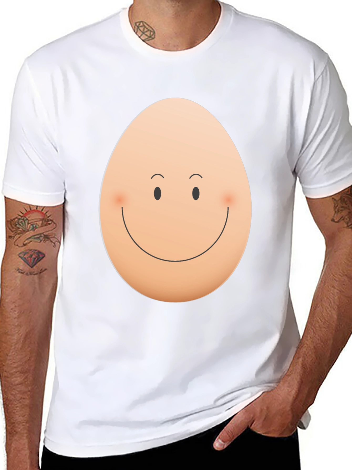 Funny Egg Face Graphic Black T-Shirt