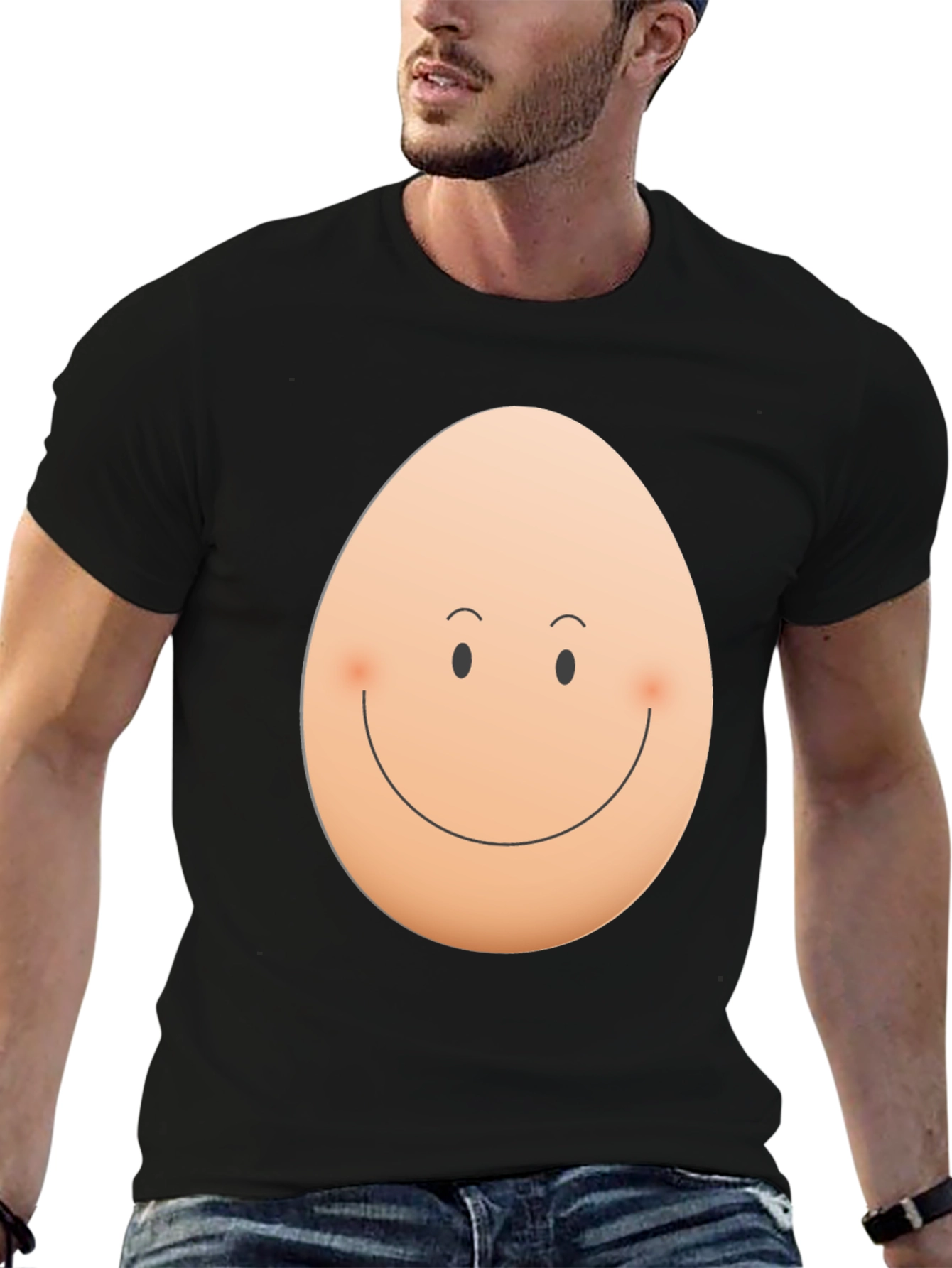 Funny Egg Face Graphic Black T-Shirt