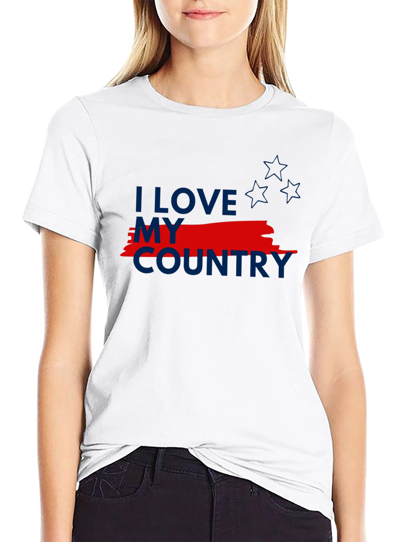 I Love My Country Patriotic Graphic Tee - Black