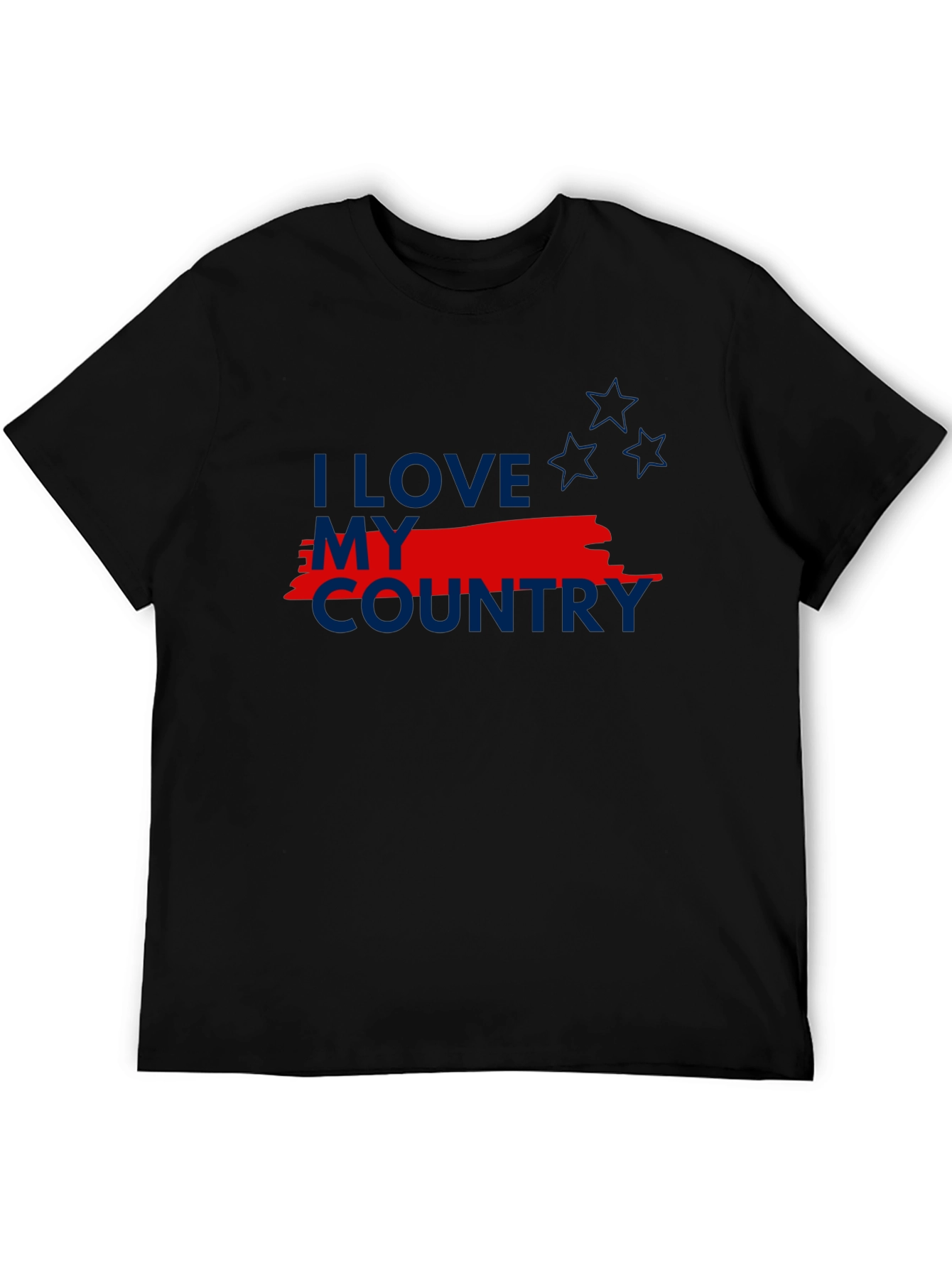 I Love My Country Patriotic Graphic Tee - Black