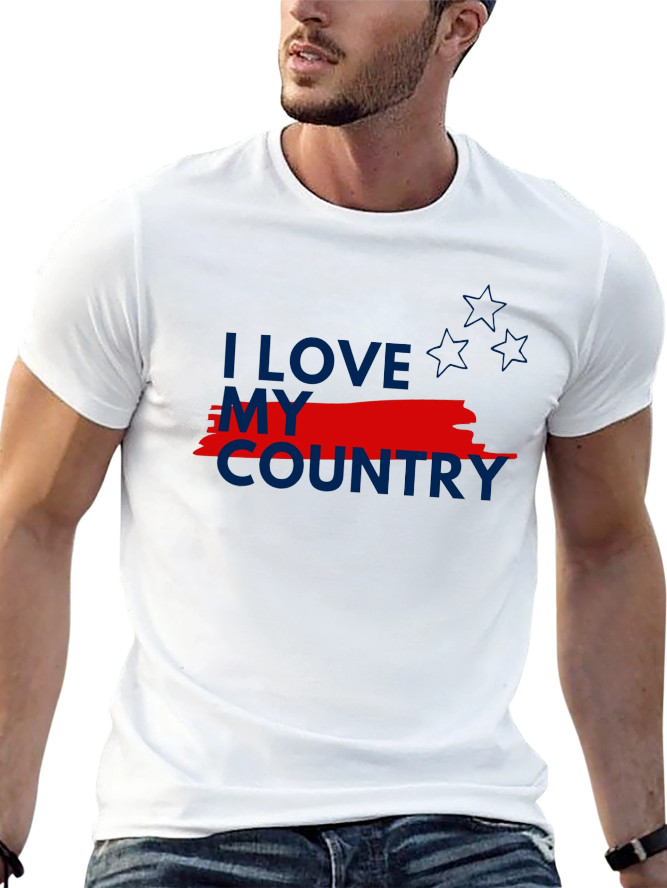 I Love My Country Patriotic Graphic Tee - Black