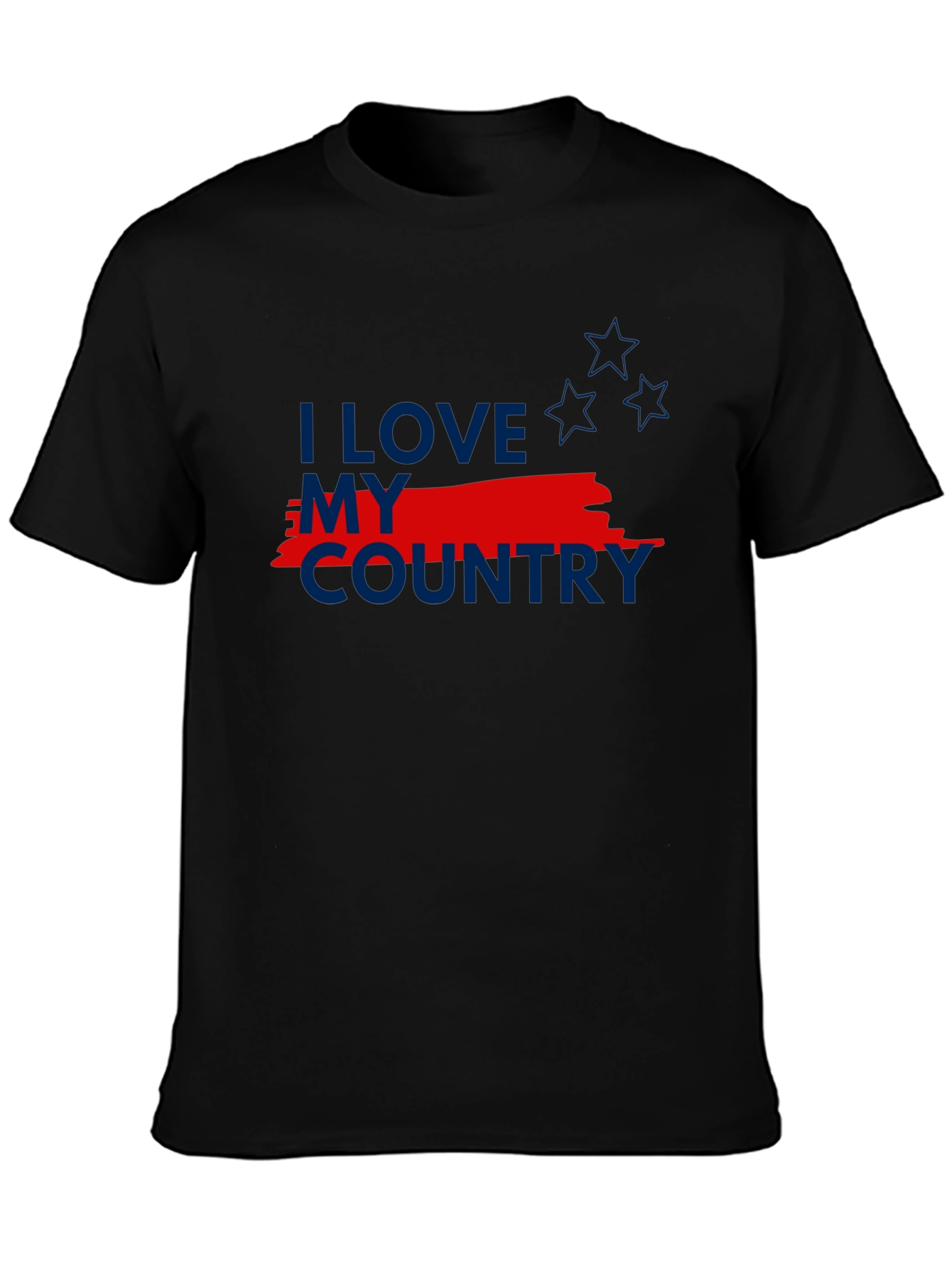 I Love My Country Patriotic Graphic Tee - Black
