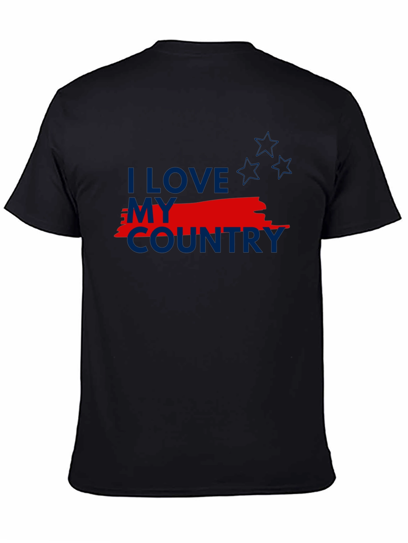I Love My Country Patriotic Graphic Tee - Black