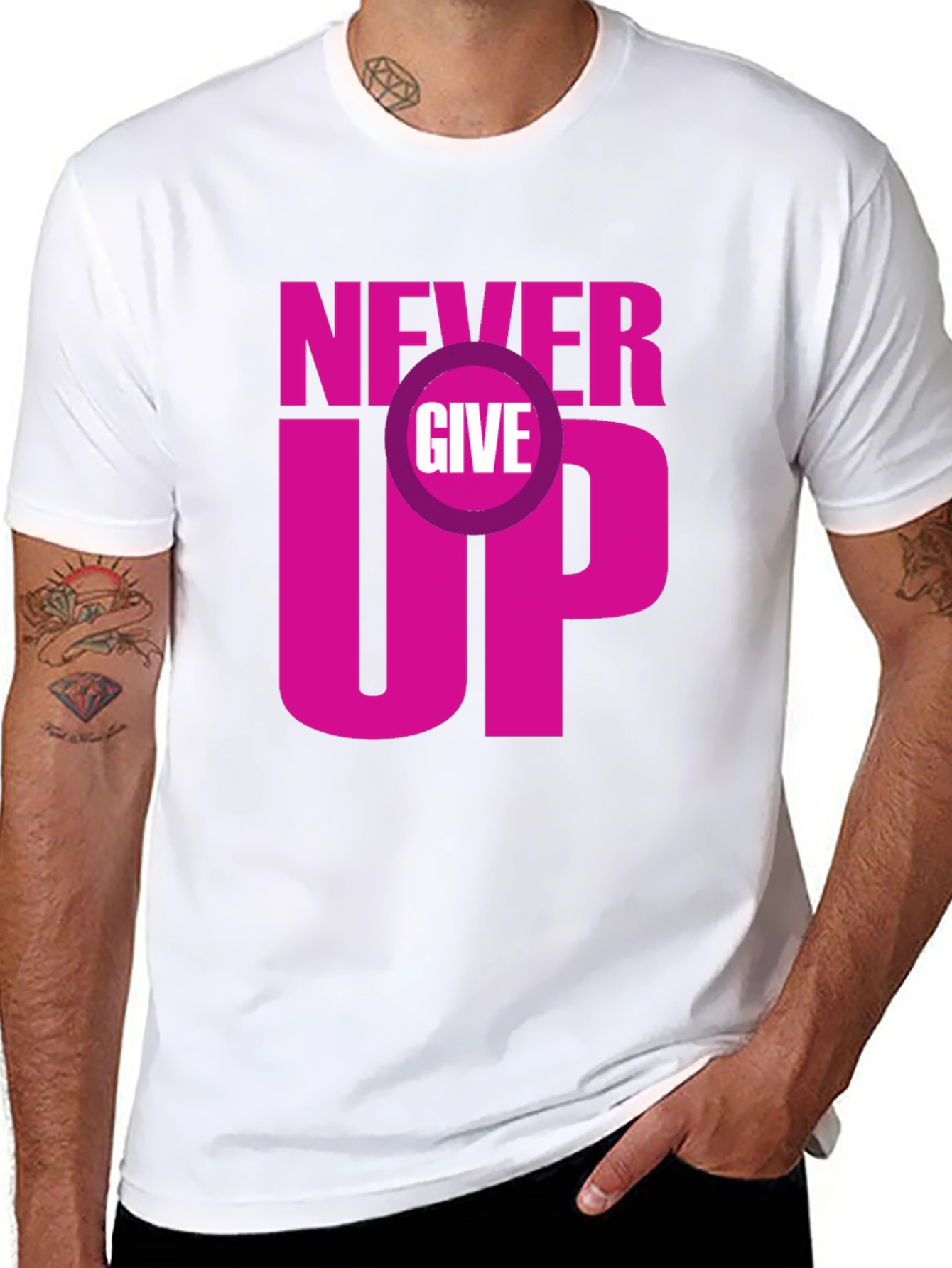 Never Give Up Graphic Tee - Motivational T-Shirt