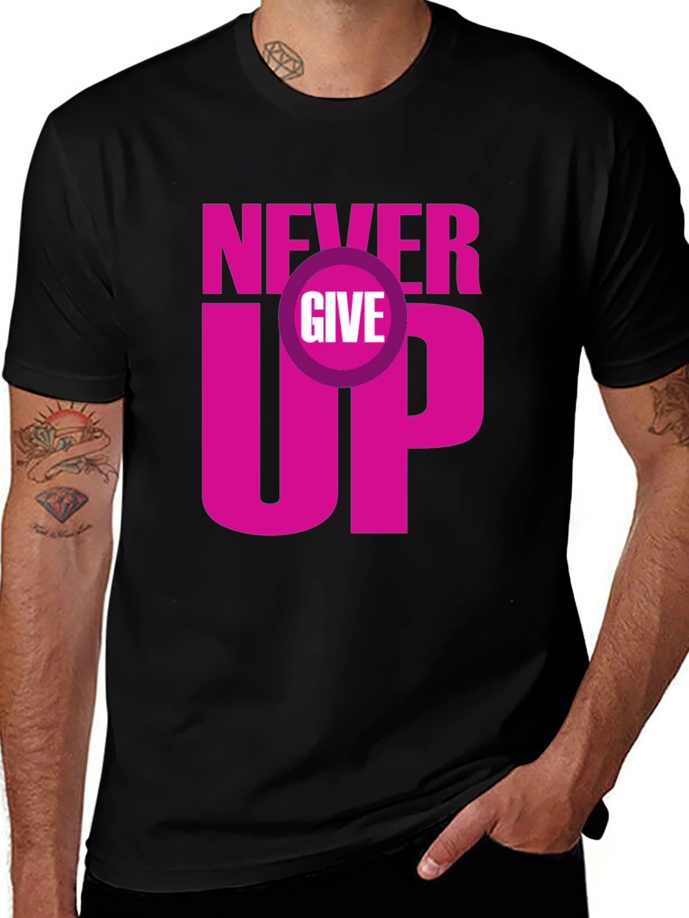 Never Give Up Graphic Tee - Motivational T-Shirt