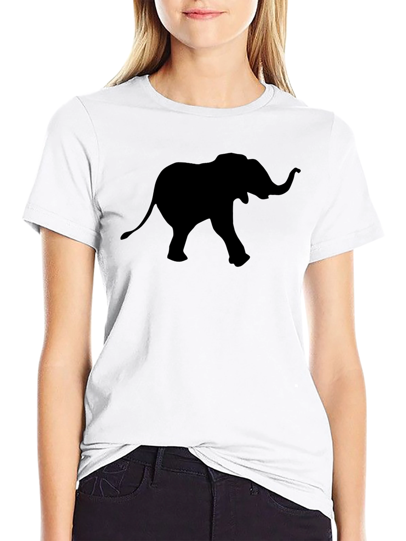 Mens Black T-Shirt with Elephant Graphic Tee