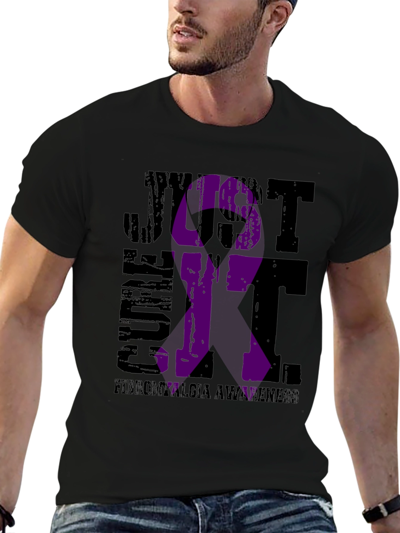 Fibromyalgia Awareness T-Shirt - Just Cure It Ribbon