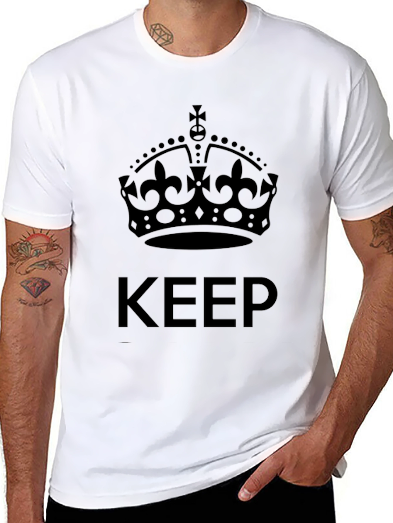 Keep Calm Crown Graphic Tee - Mens Black T-Shirt