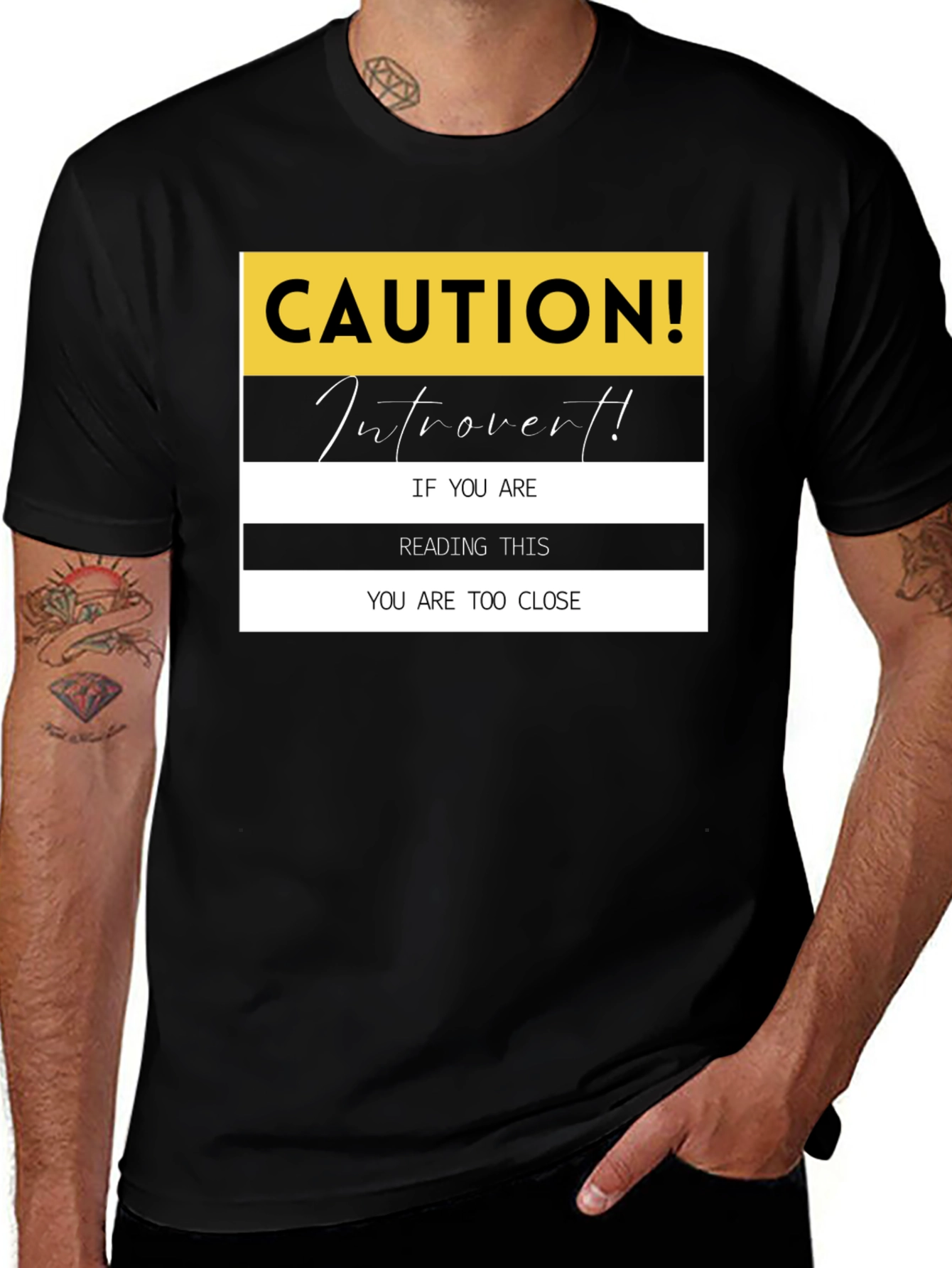 Caution Introvert T-Shirt: Funny Sarcastic Tee