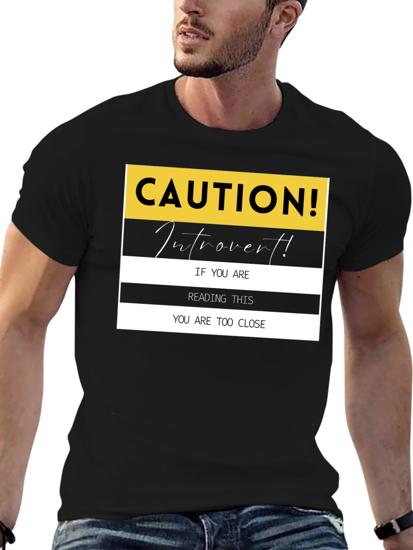 Caution Introvert T-Shirt: Funny Sarcastic Tee