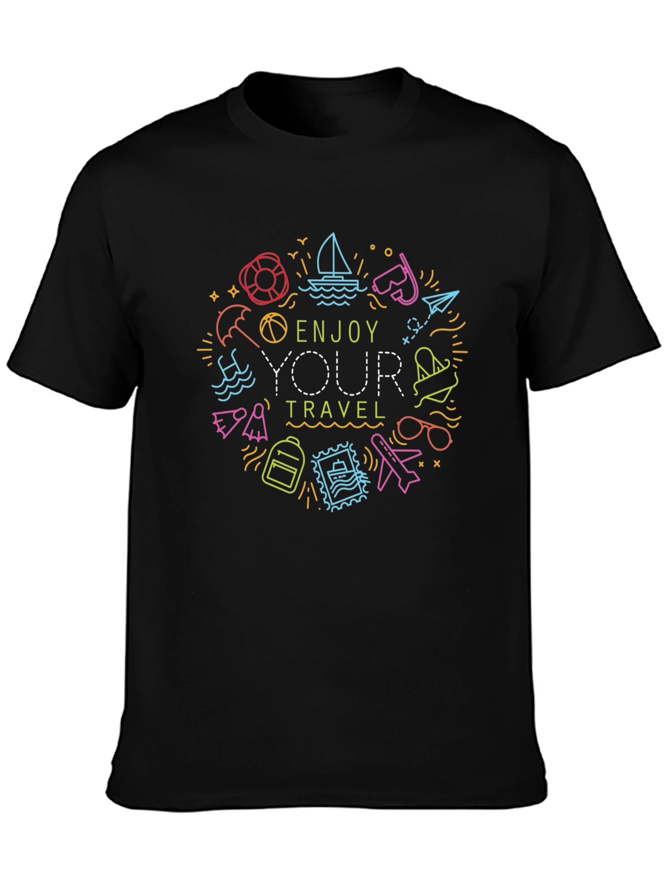 Enjoy Your Travel T-Shirt - Black Graphic Tee