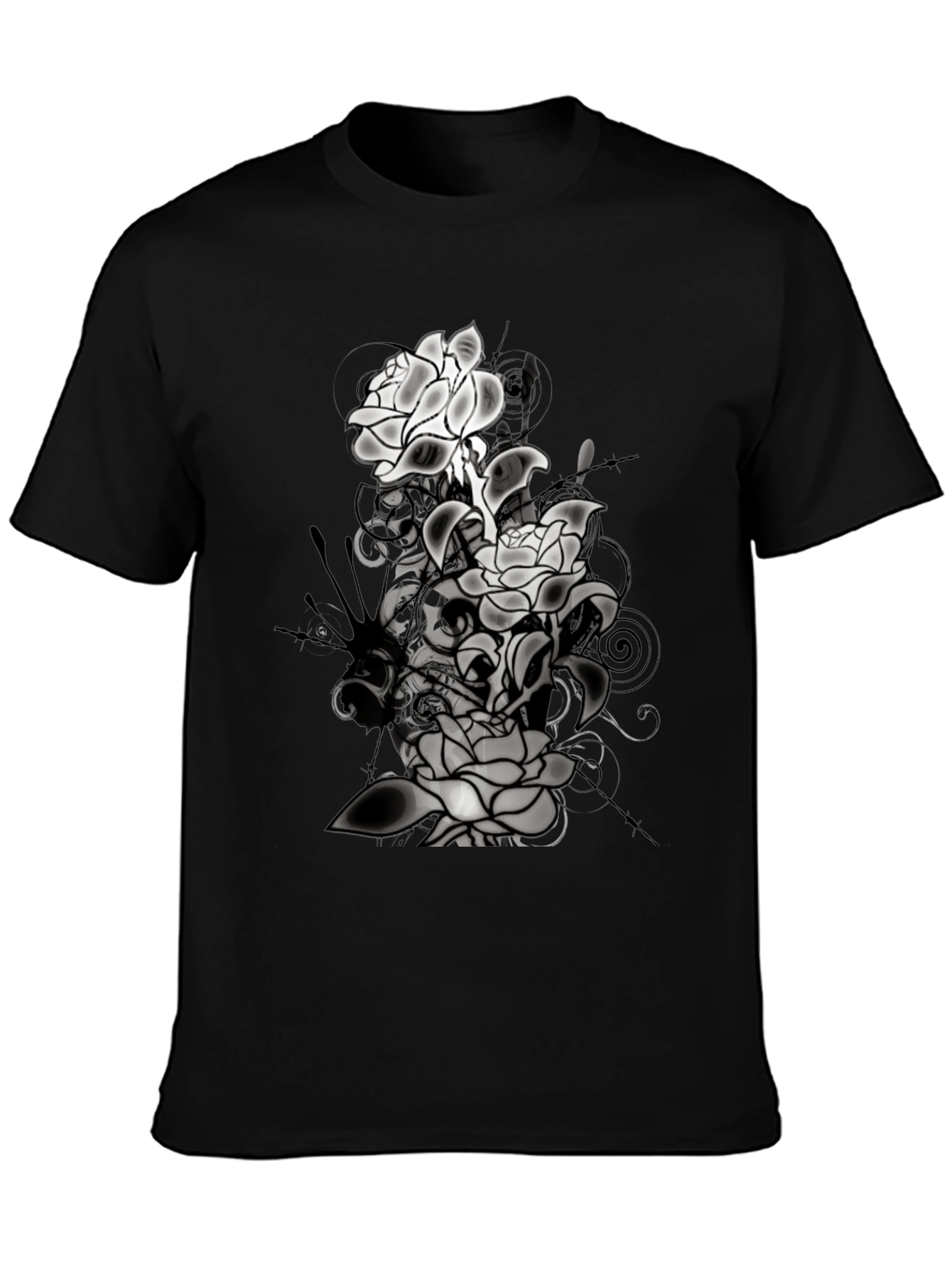 Floral Graphic T-Shirt - Mens Black Tee