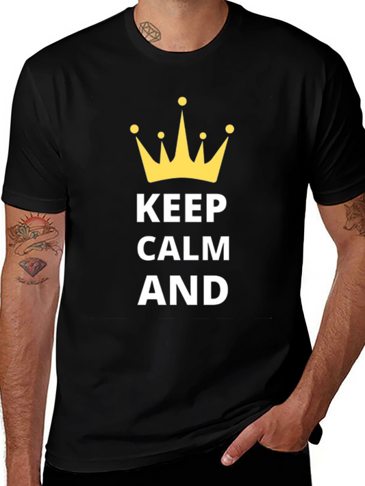 Keep Calm T-Shirt - Mens Black Crown Graphic Tee