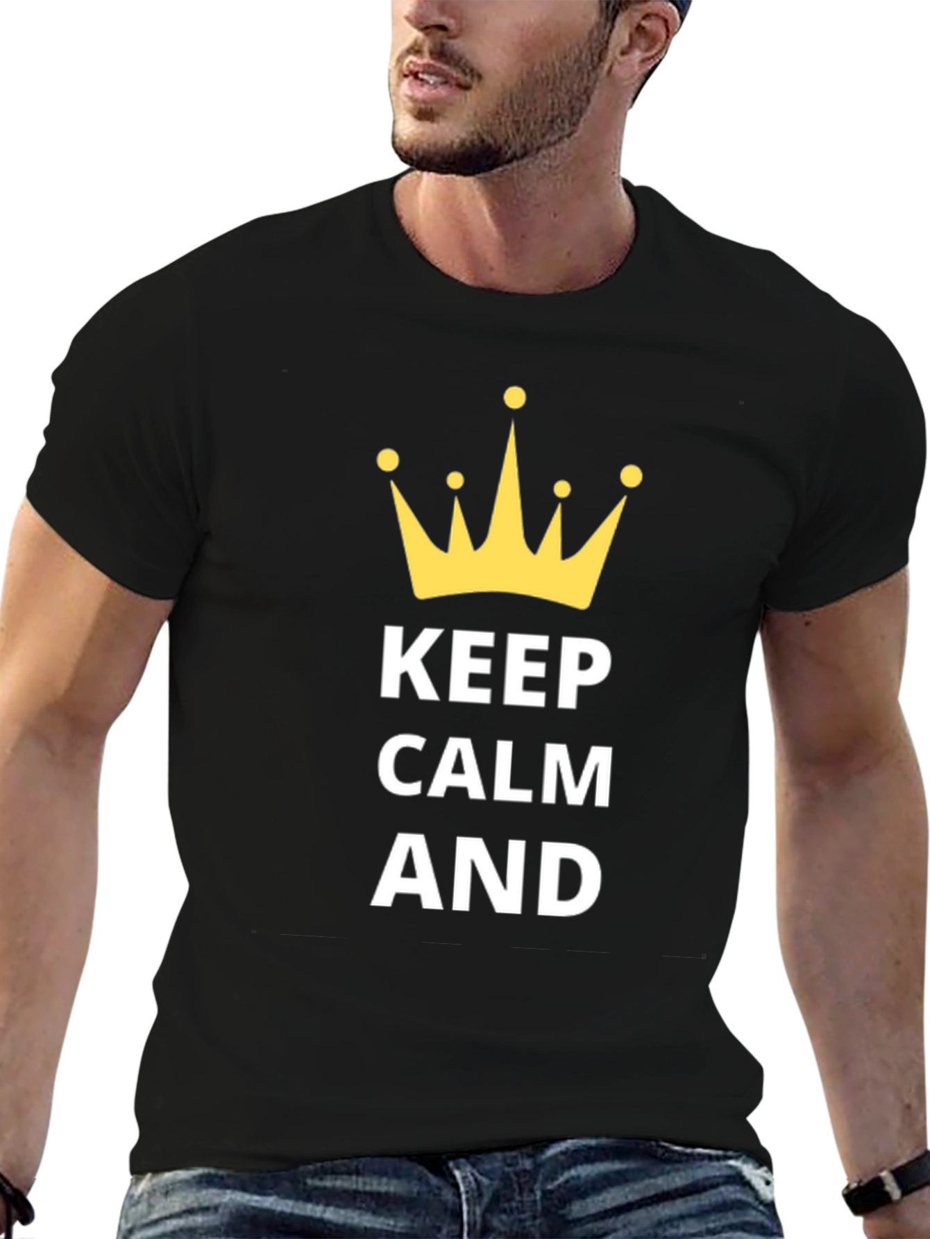 Keep Calm T-Shirt - Mens Black Crown Graphic Tee
