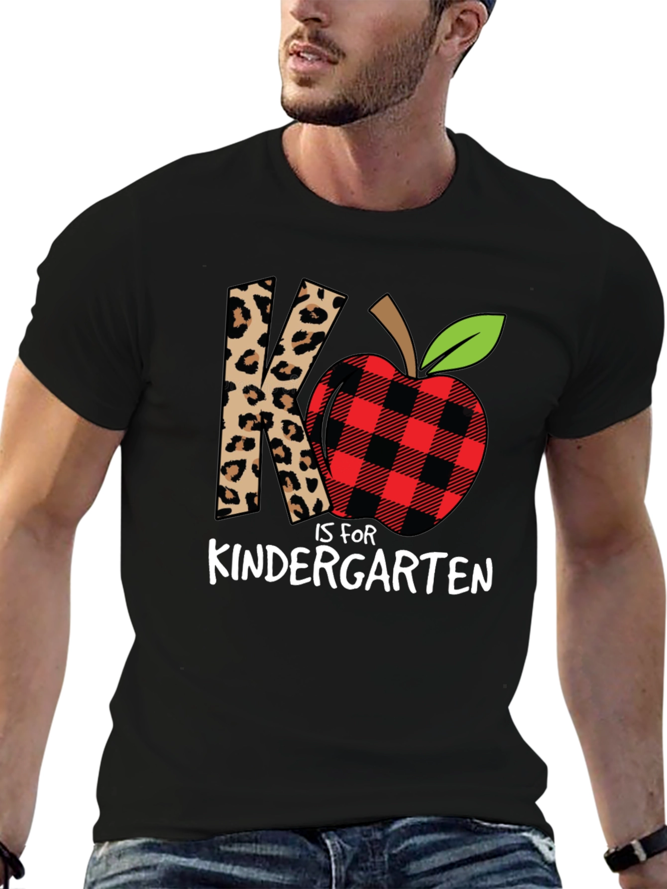 Kindergarten Teacher Leopard Apple T-Shirt