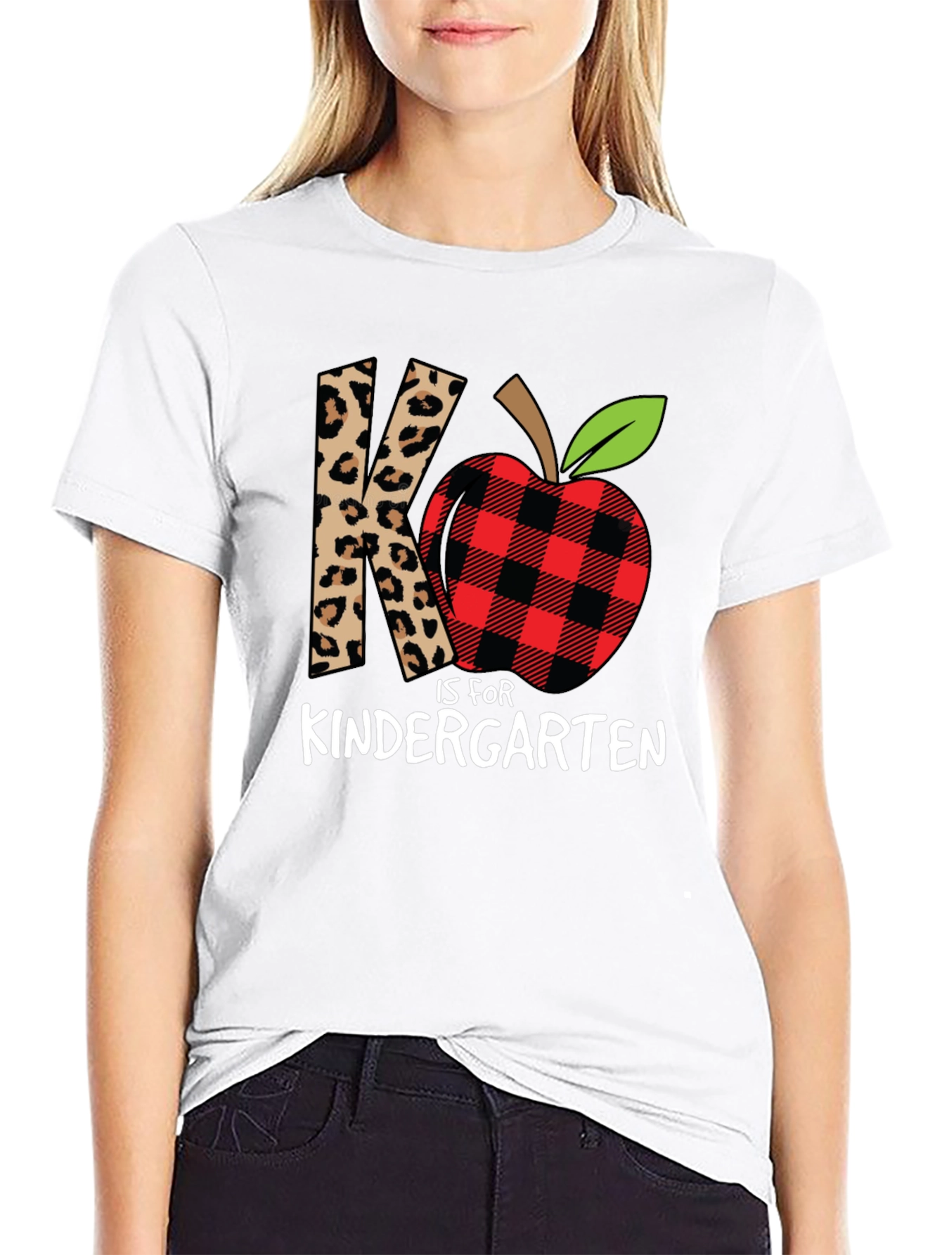 Kindergarten Teacher Leopard Apple T-Shirt