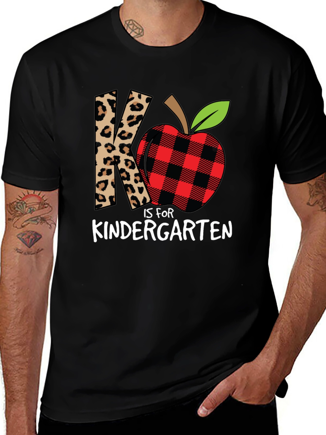Kindergarten Teacher Leopard Apple T-Shirt