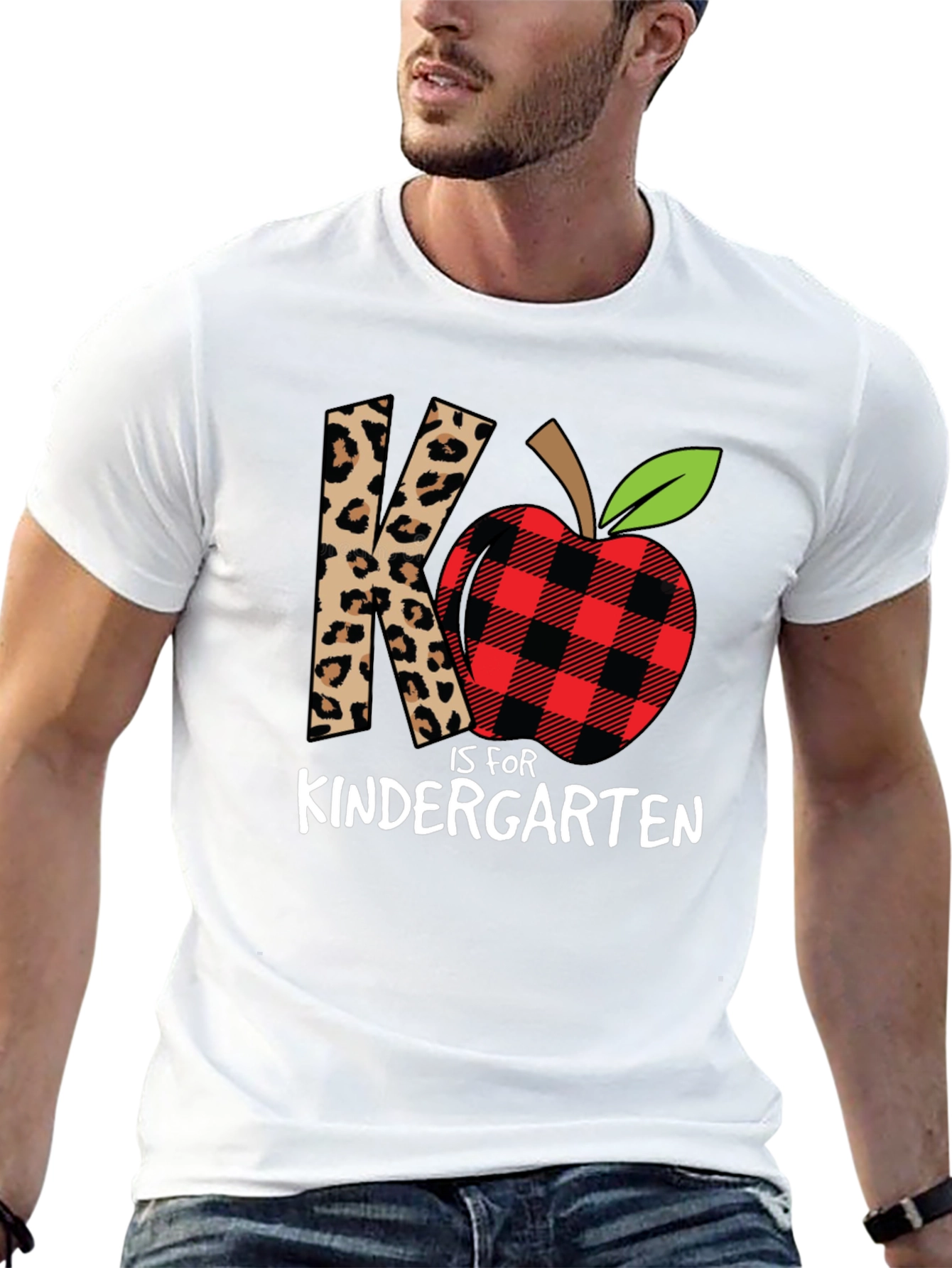 Kindergarten Teacher Leopard Apple T-Shirt