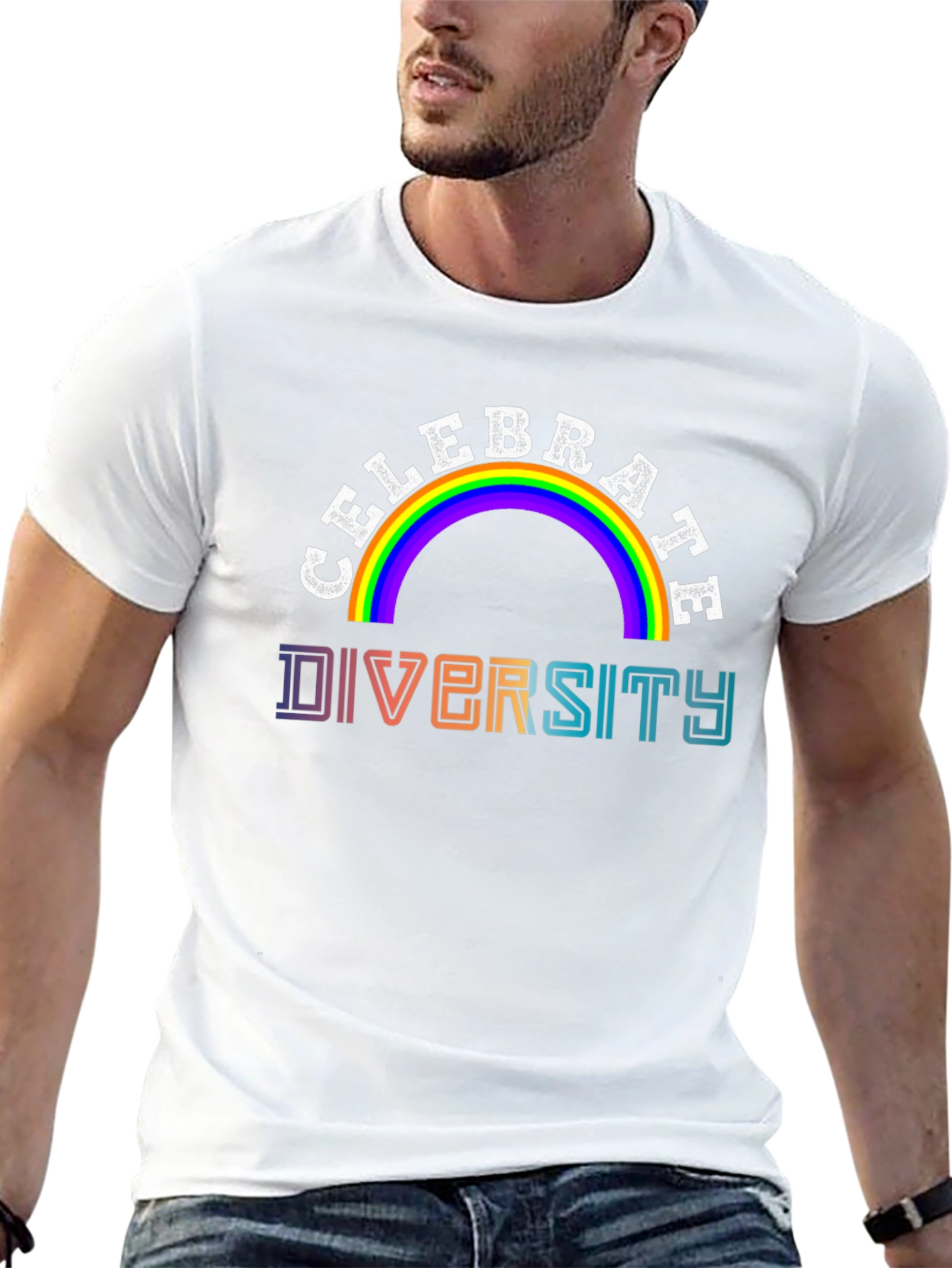 Celebrate Diversity Rainbow Graphic T-Shirt