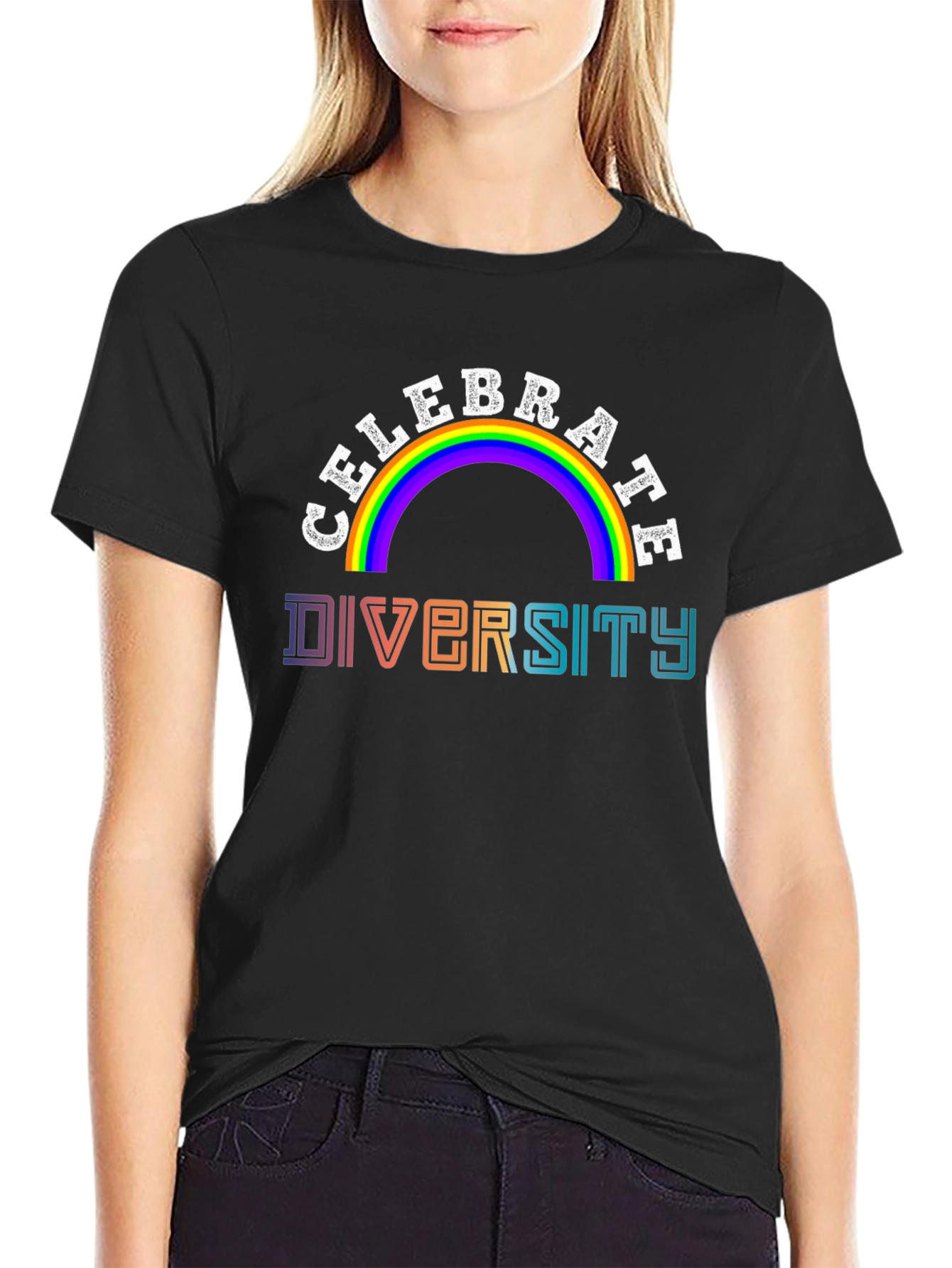 Celebrate Diversity Rainbow Graphic T-Shirt