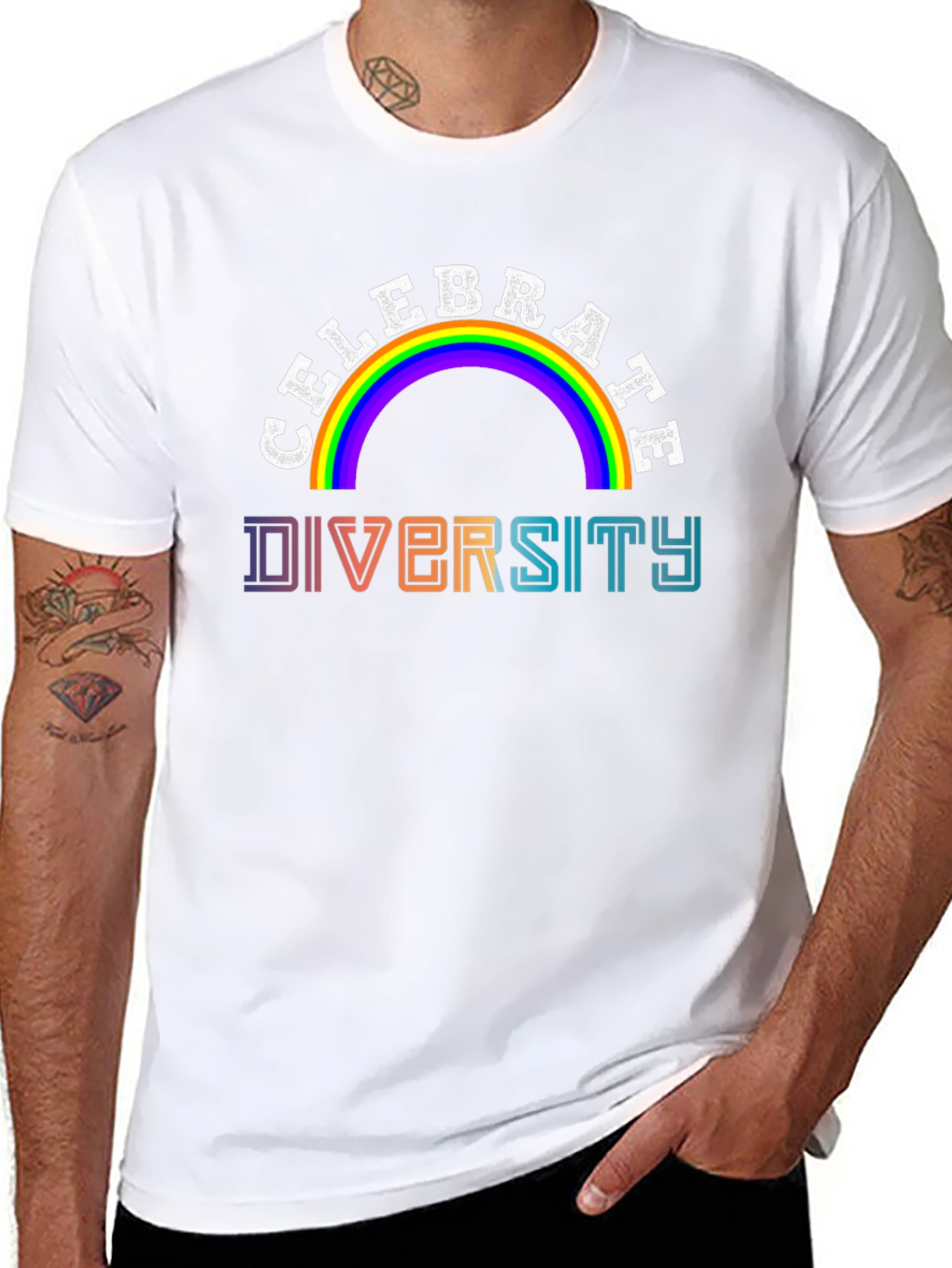 Celebrate Diversity Rainbow Graphic T-Shirt
